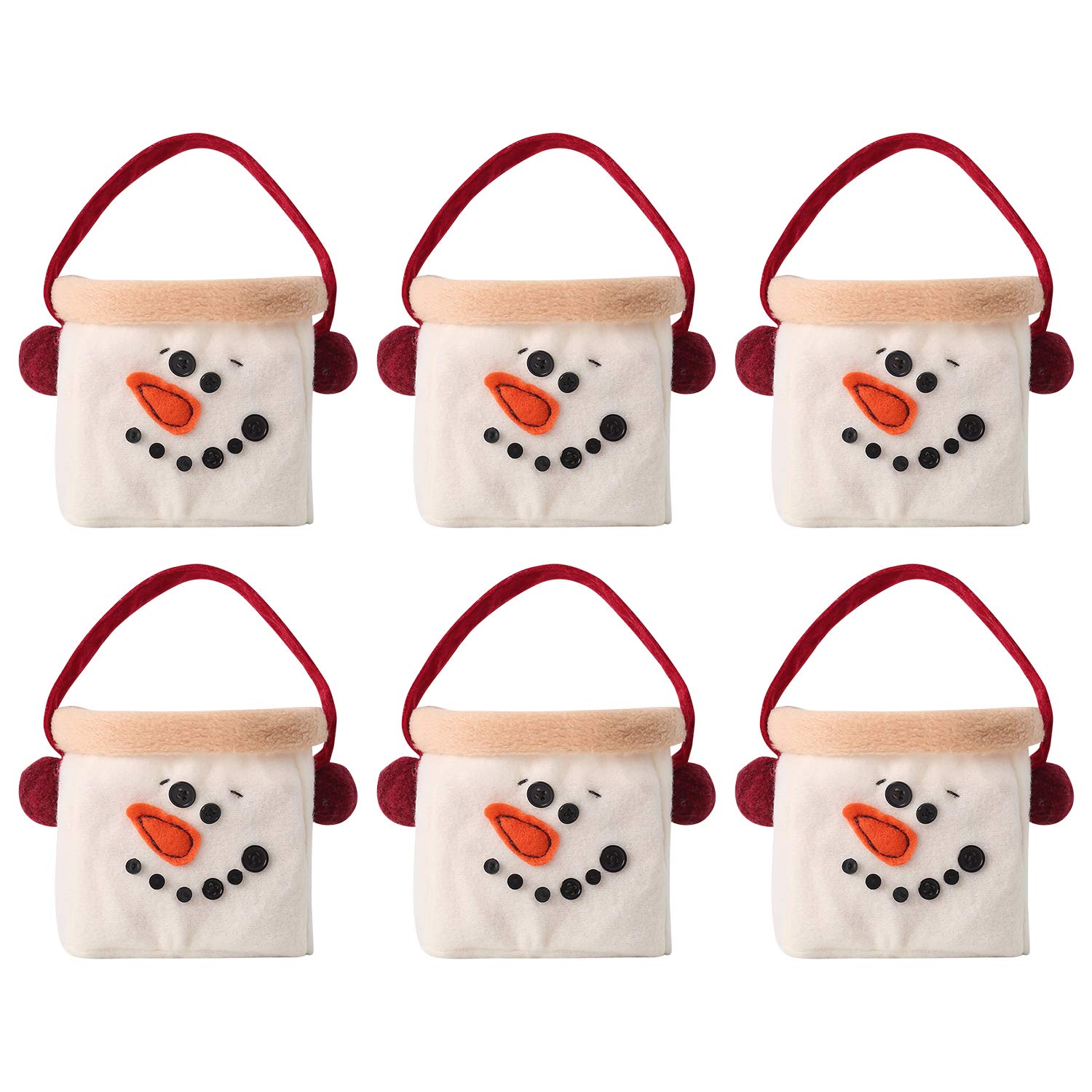Olinase Plush Cartoon Candy Bags for Kids Christams Hanging Decorations Shopping Totes with Ears (6pcs set)