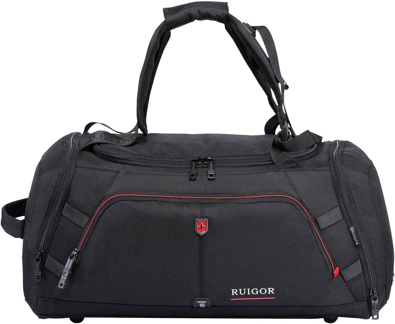 Sport Gym Duffel Bag, Water Resistant, Large Sports Duffel by Swiss RUIGOR - Black