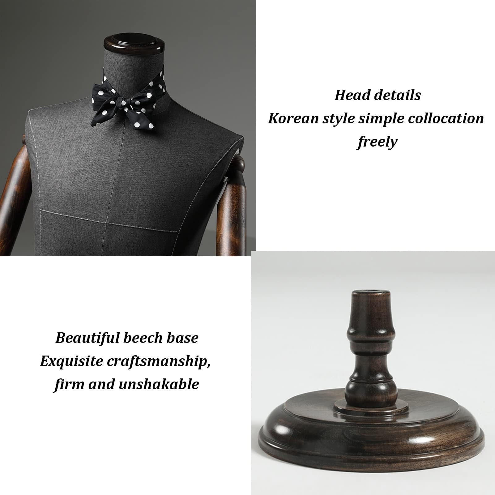 Schaufensterpuppe Mannequin Körper Torso Männlich, Kleidung Display Büste Dummy Manikins Kleiderform Mit Holzsockel Zum Nähen Schneider Kleid Schmuck Display