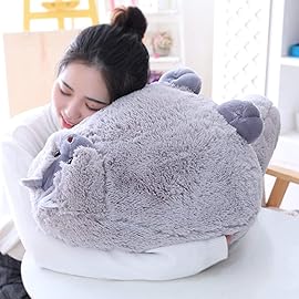 Winsterch Kids Large Cat Stuffed Animal Toys Gift Big Plush Cat Animal Baby Doll, Fat Gray Plush Cat Toy for Boys (Gray, 20 Inches)