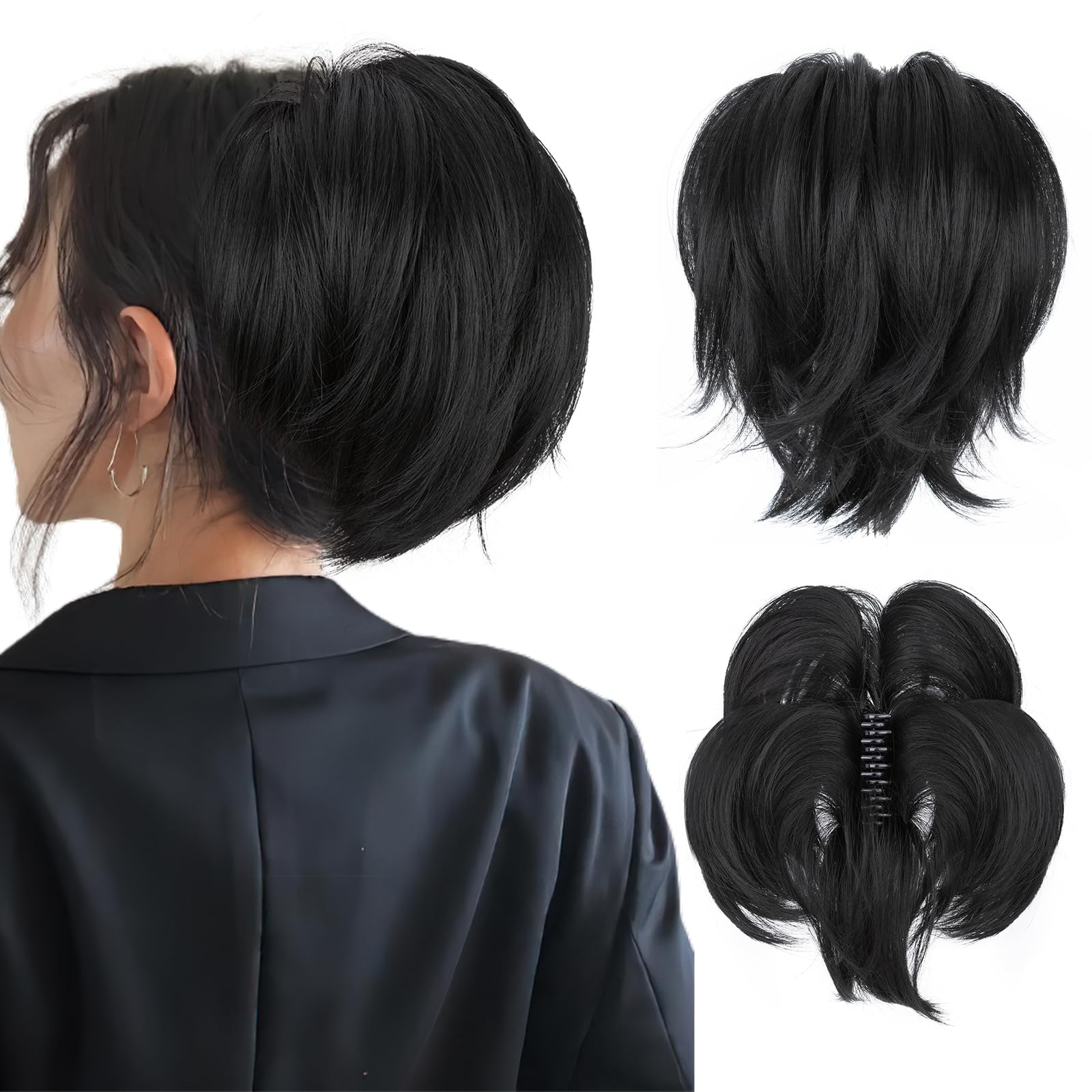SEGOHAIR Claw Clip Short Ponytail Extension Messy Bun Hair Piece