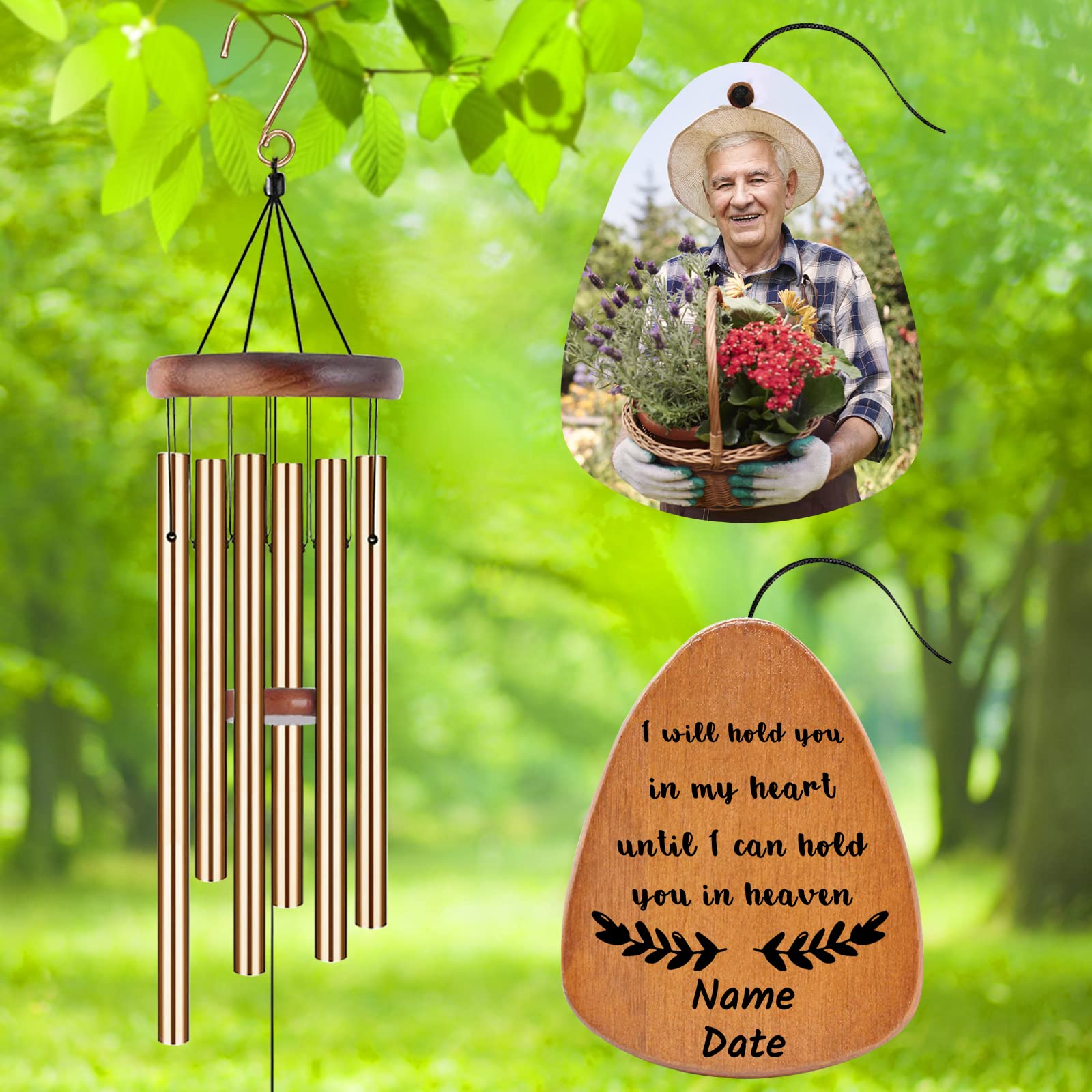 Gedenk-Windspiel Für Verstorbene – Personalisiertes Trauer-Windspiel Mit Karte & Schlüsselanhänger, 76,2 Cm