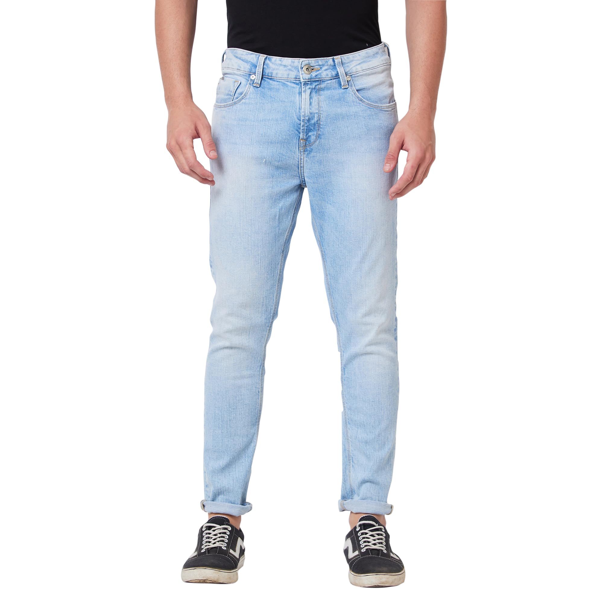 spykar Mid Rise Tapered Fit Blue Jeans for Men-picture-39