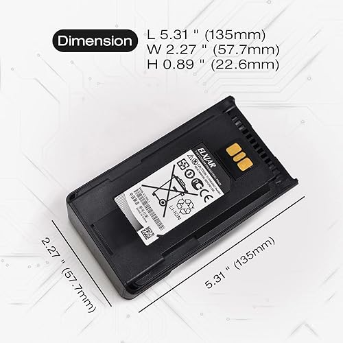 Miniatura 3 de Paquete de 2 baterías de repuesto de iones de litio de 7.4V 2600mAh FNB-V134LI para Vertex Standard VX-260 VX-261 EVX-261 VX-264 VX-450 VX-451