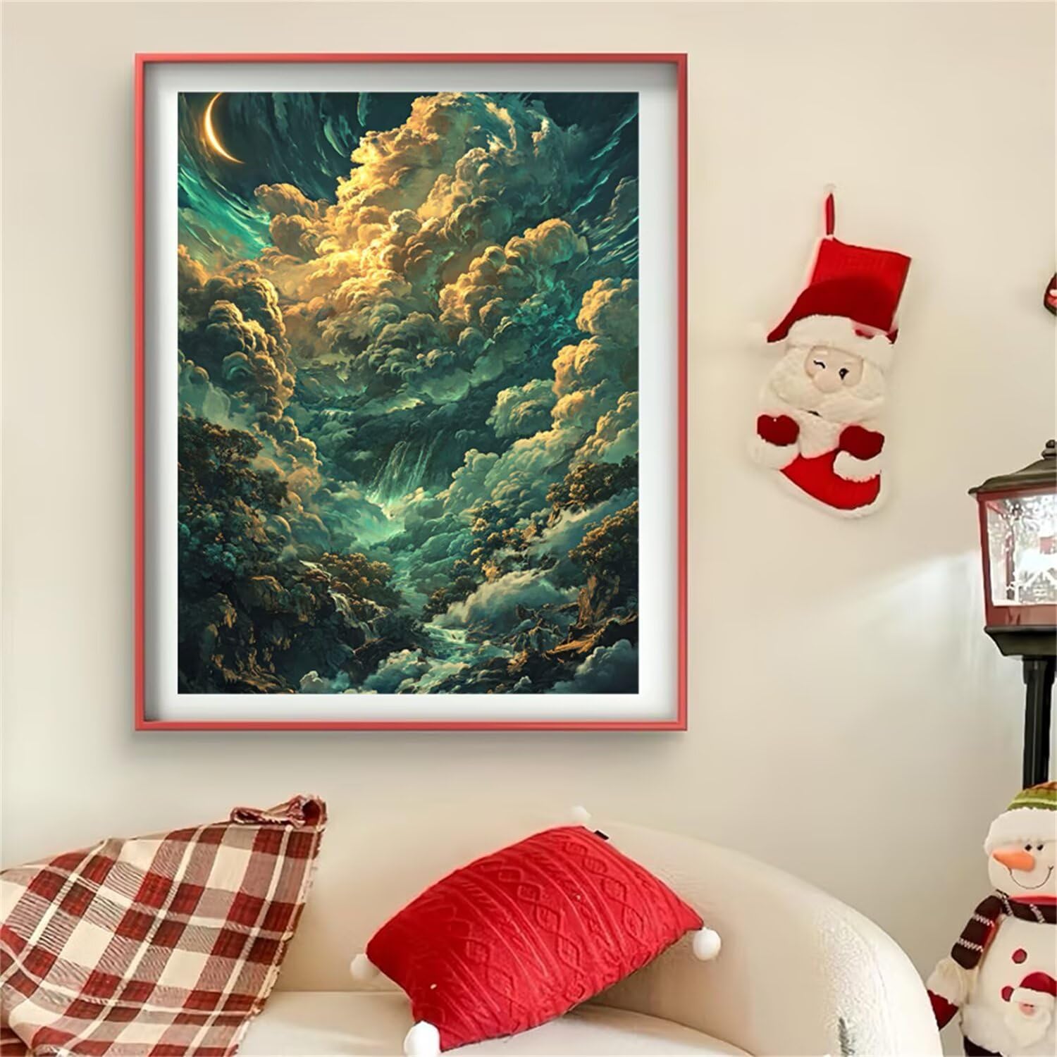 Diamond Painting Chmura Diamentowe Malowanie Dzieci Księżyc Diamentowe Malarstwo Dorosły, 5D Diamenty do Rzemiosła, Diamentowe Rysunki dla Dorosłych Początkujących, Wystrój Domu, Prezenty 60x80cm J0