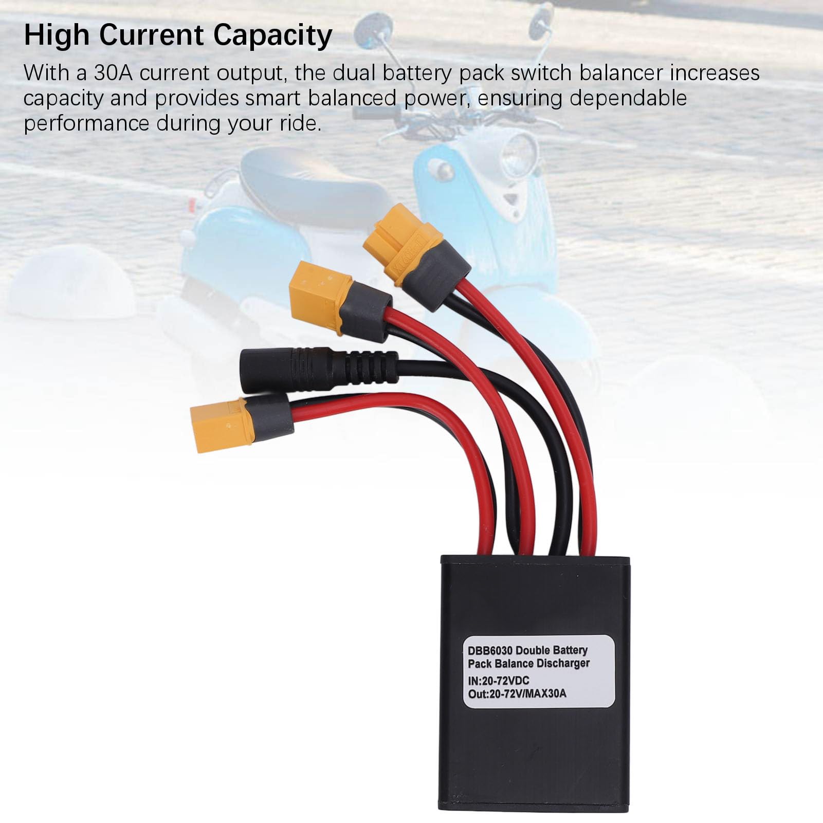 Tbest Dual -Batterie -Anschlussadapter, Electric Double Battery -Entladungswandler 20V Bis 72 V 30A Dual Battery Pack Switch Balancer mit Ladestand Zur Modifikation