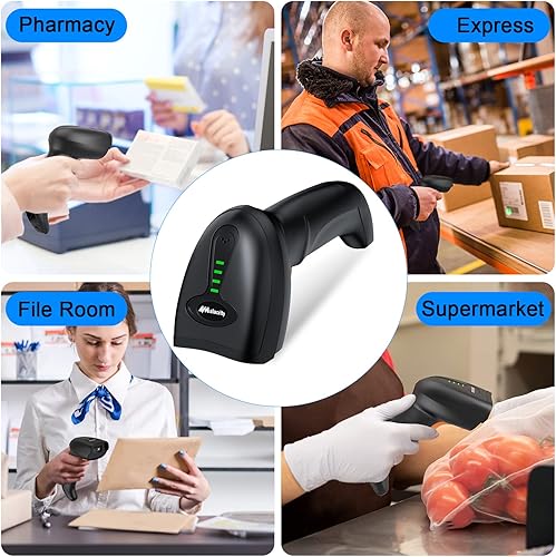 Miniatura 8 de Escáner de código de barras inalámbrico Bluetooth con soporte, alacrity 3 en 1 (Bluetooth y 2.4 GHz inalámbrico y cable USB) lector de códigos de