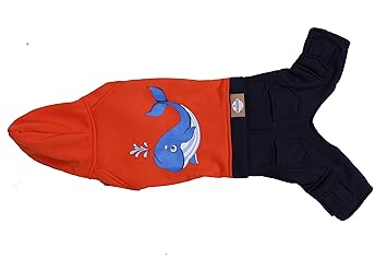 Choostix Whale Winter Onesie, Orange (Size 20)