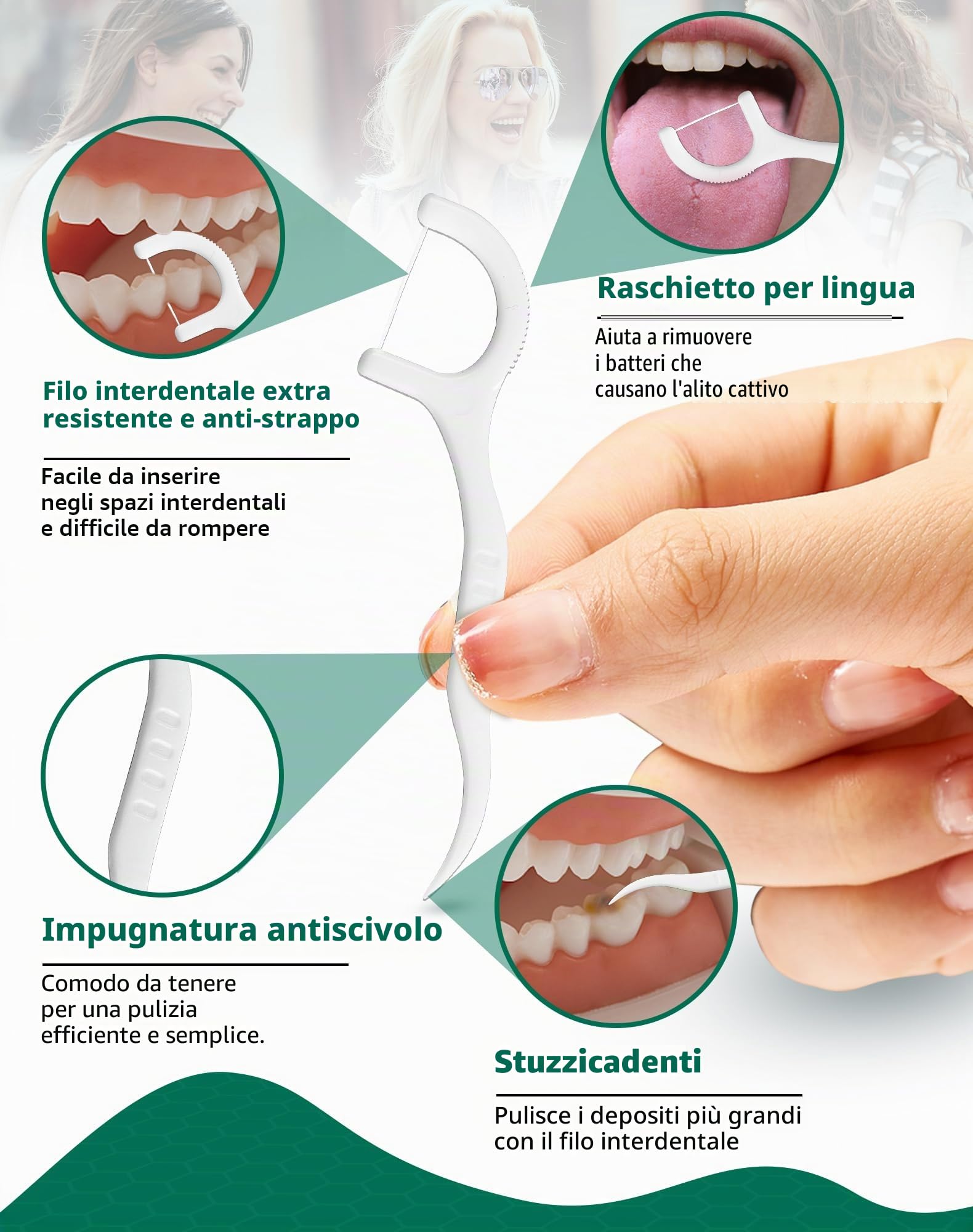 Filo Interdentale 400 Pezzi Fili Interdentali per la Cura dei Denti con Stuzzicadenti, Filo Interdentale Usa e Getta per la Pulizia dei Denti Mantiene La Bocca Fresca e Pulita per Tutta Famiglia