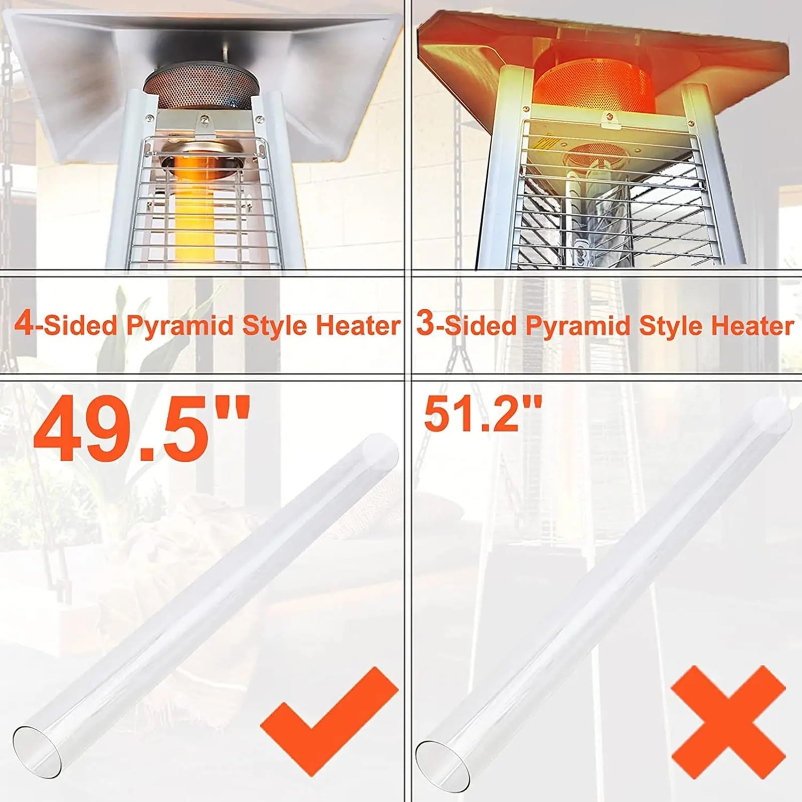 Tubo Di Vetro Di Quarzo Stufa A Piramide Per Terrazze Riscaldante Per Terrazze A Piramide Con Anello In Neoprene Anello In Silicone