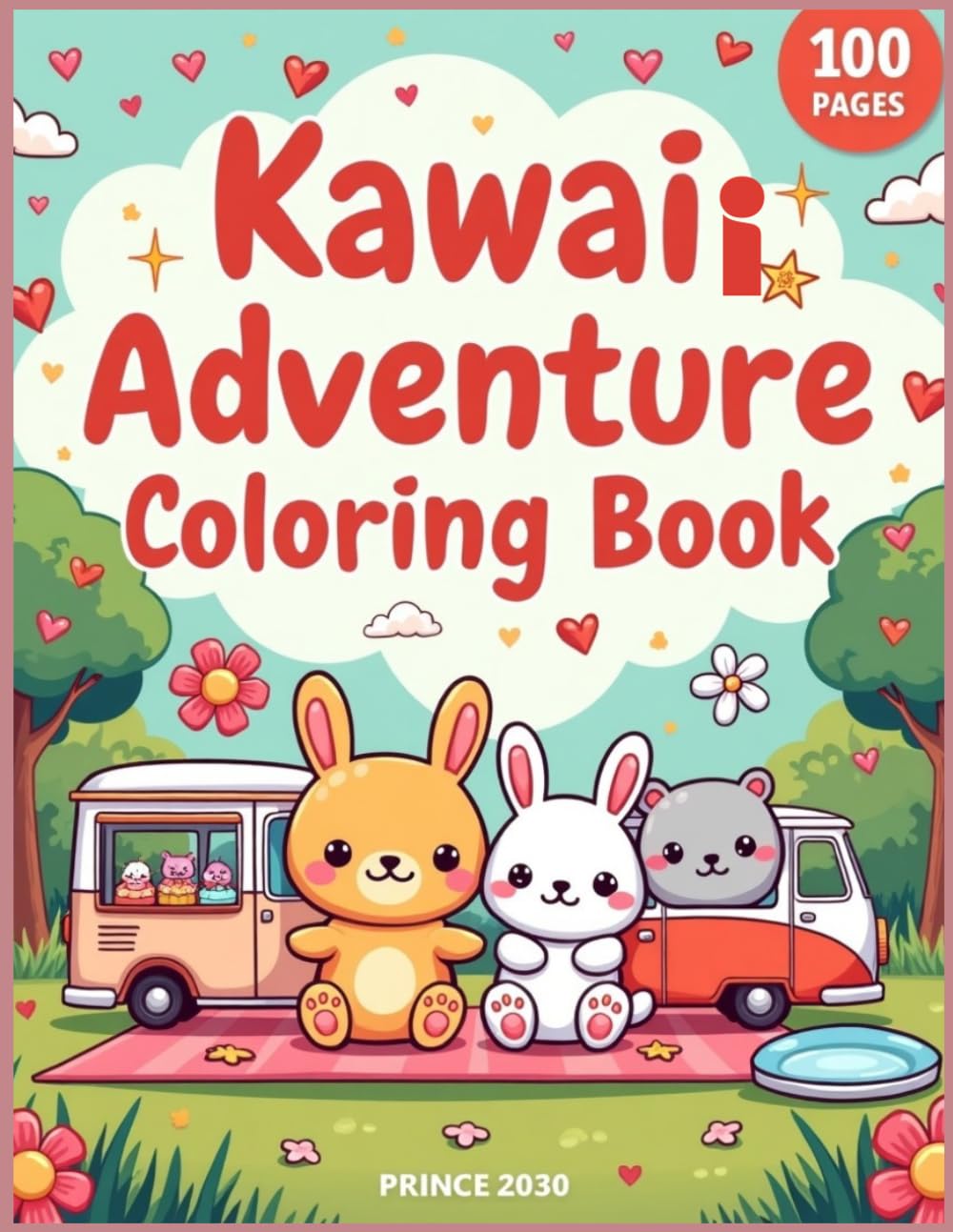 Kawaii Adventure Coloring Book for Teens & Adults: 100 Super Cute Animal Scenes with Cozy Moments, Boba Tea, Camping & Relaxing Nature Designs