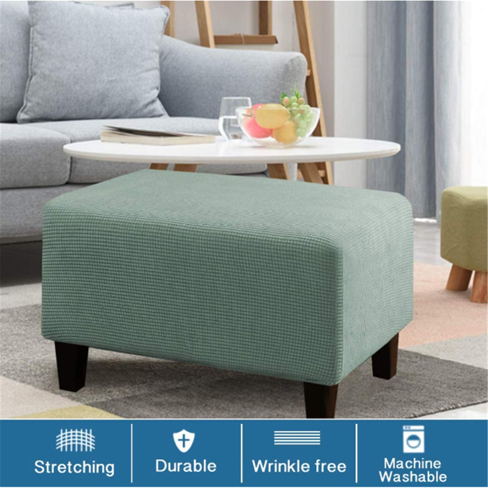 XGWML Copri Poggiapiedi,Copri Pouf Elasticizzato,Fodera per Pouf in Tessuto Elastico per Rivestimento Jacquard (L (68-106,50-76cm),Marrone