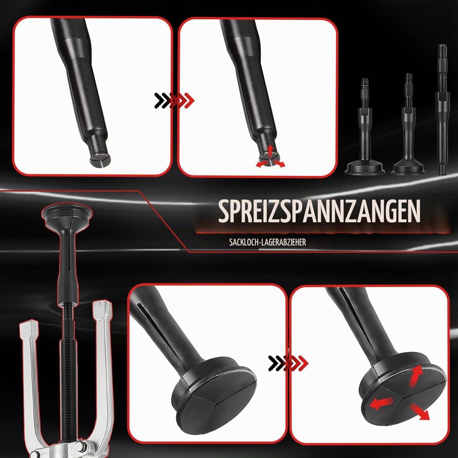 Innenlager Grundloch Abzieher Satz, 8-58mm Innenabzieher Lager, Innenlager Abzieher Set, Kugellager Lagerabzieher Innen mit Gleithammer, Grundloch Innenabzieher für Auto LKW Motorrad