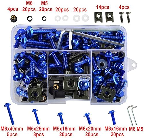 Miniatura 4 de Kit de pernos de carenado de motocicleta, tornillos de carrocería, 177 piezas, repuesto de tuerca, aleación CNC, M6, M5, tuerca de clip para