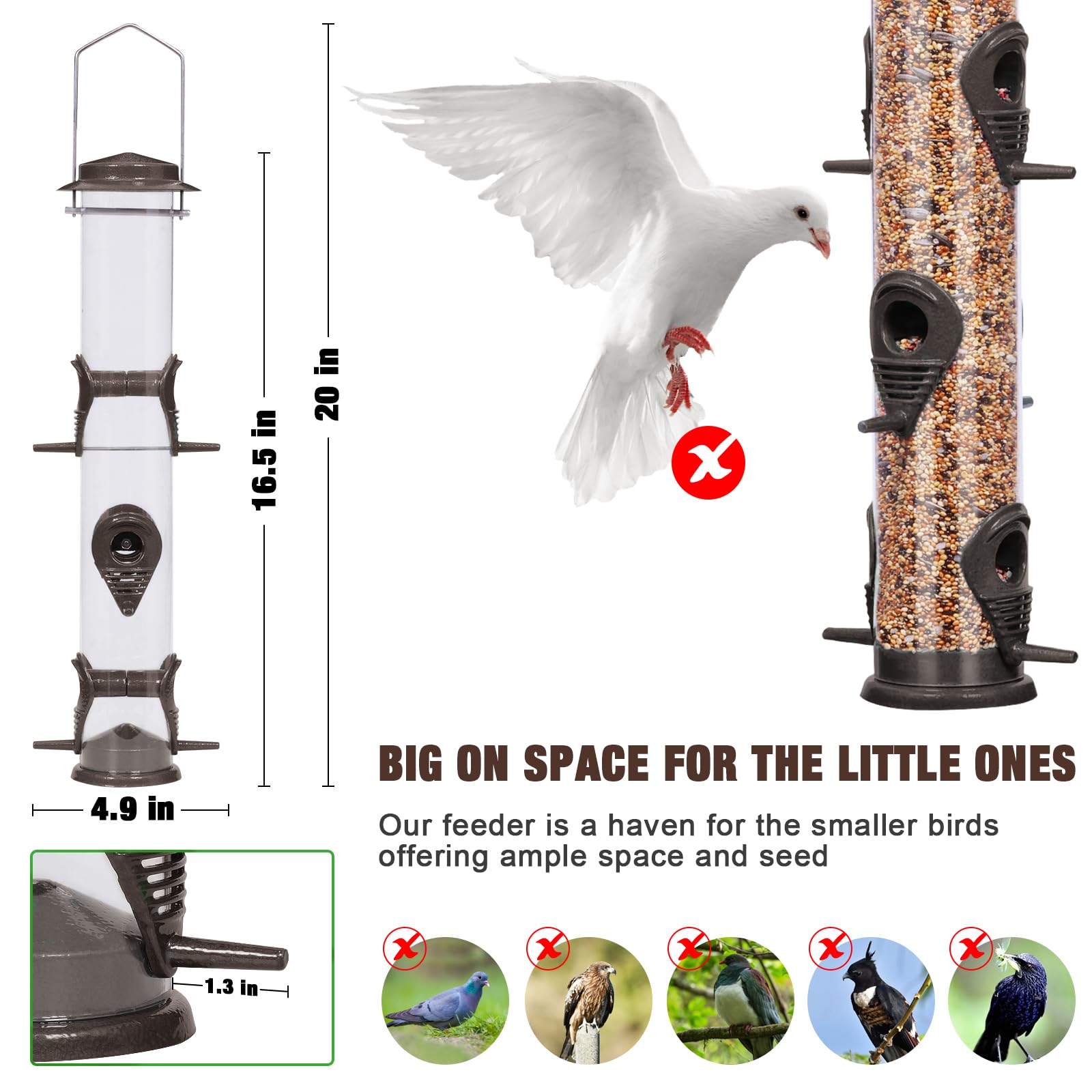 Mangeoire Oiseaux Extérieur à Suspendre Pour Oiseaux Sauvages Pour Jardin Balcon Distributeur De Graines 325 Cabane Marron Vert 86353432