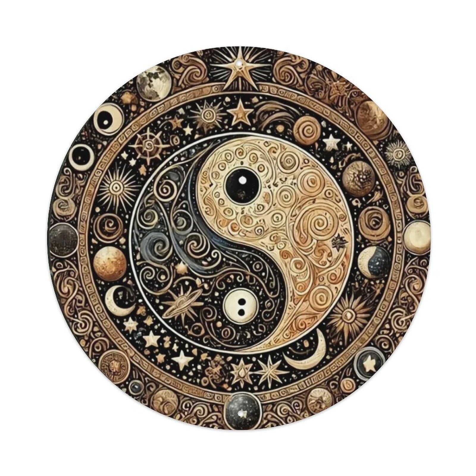 Gentinap Vintage Yin Yang Feng Shui Round Tin Sign Metal Sign Home Bar Garden Wall Decor Metal Poster 8X8 Inch