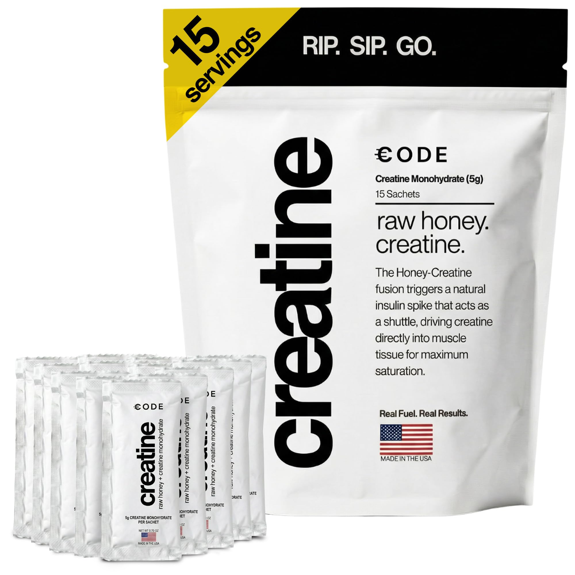 CODE Gel de creatina monohidratada 5 g, 15 sachês