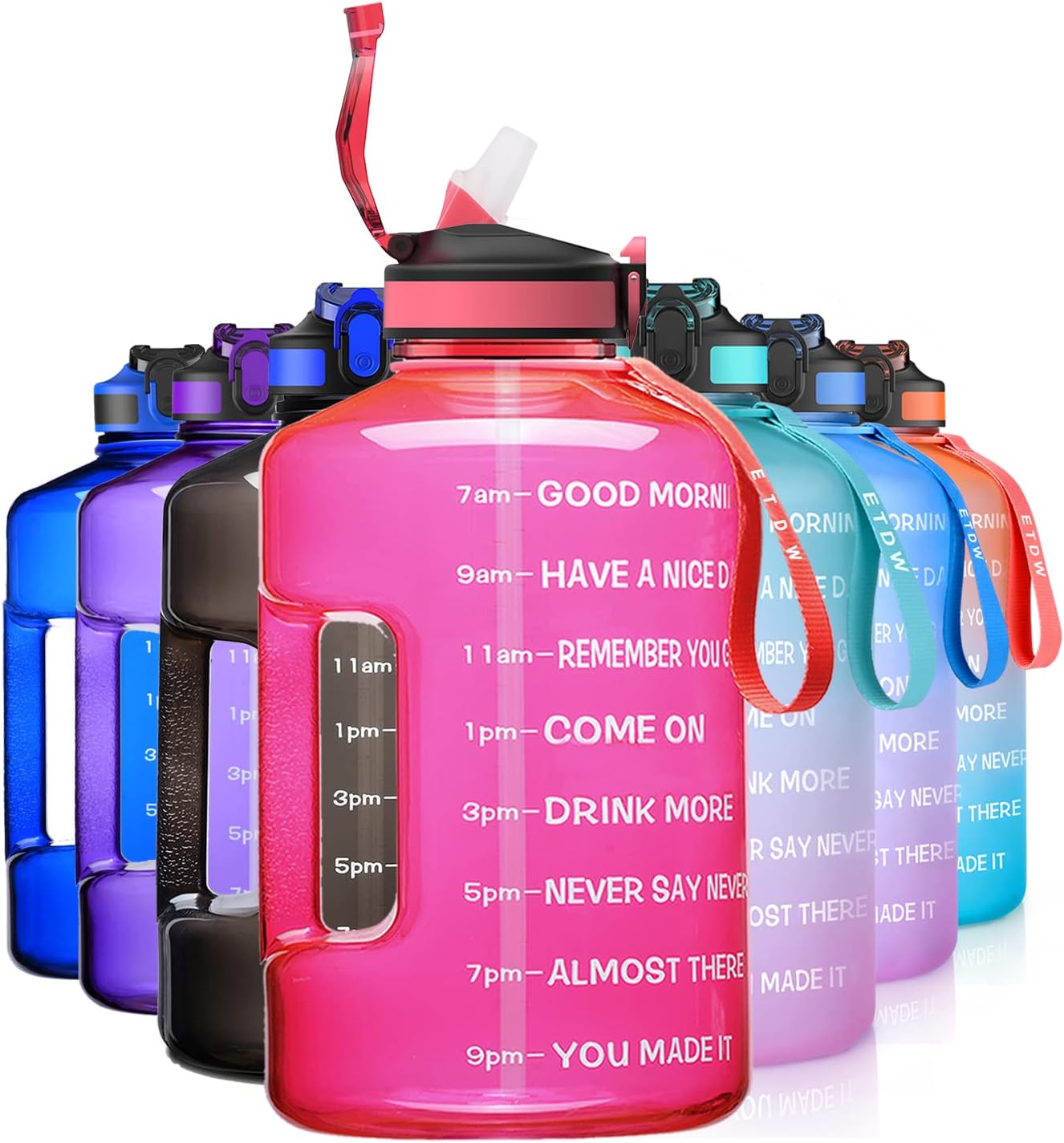 ETDW Gallon Water Bottle 3.78L with Straw Cleaning Brush, 3.78Litre