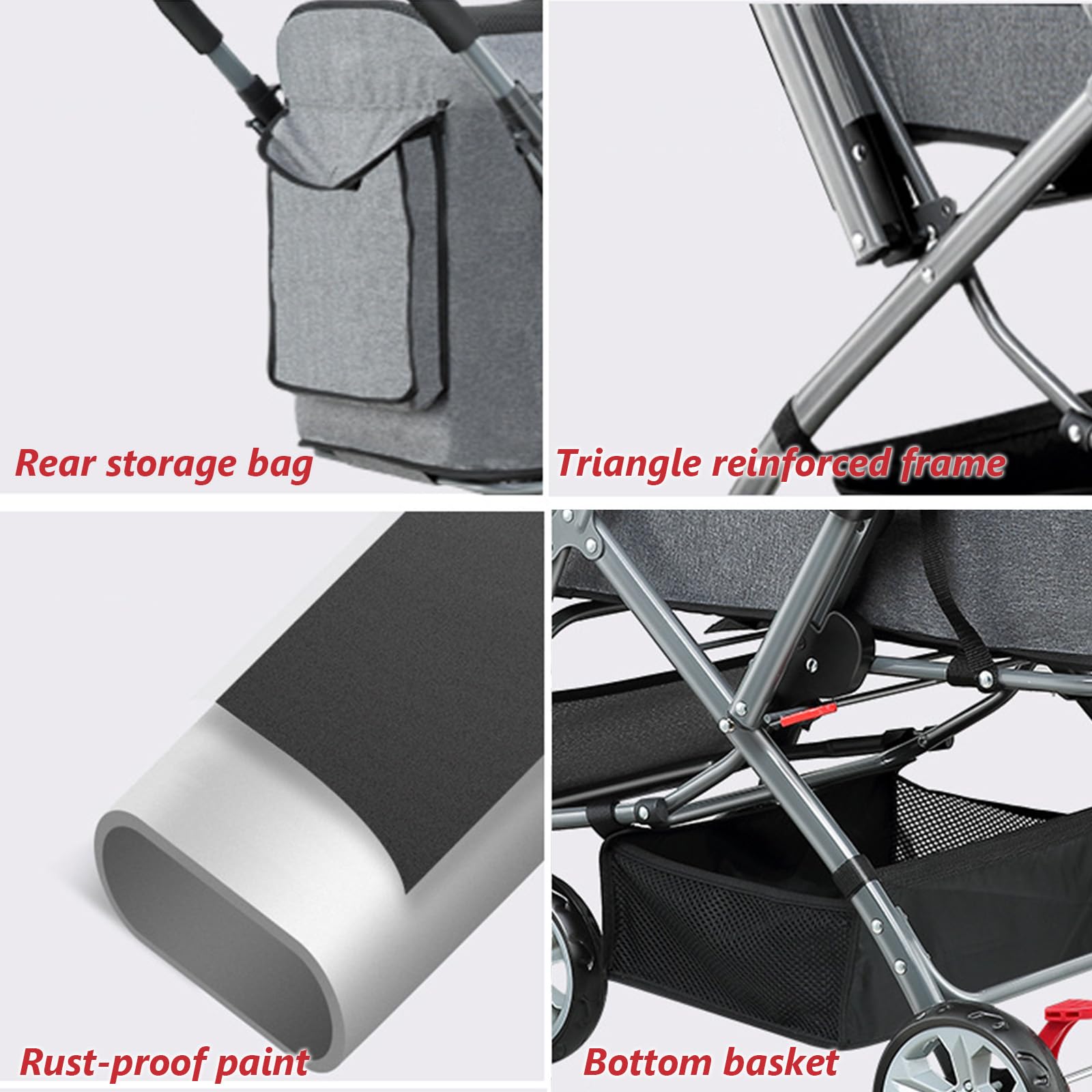 Carro Perro, Carrito para Perros, Cochecito De Viaje Cochecito Plegable Mascotas con Cuatro Ruedas Cesta De Almacenaje con Cuatro Ruedas Cesta De Almacenaje para Perros Gatos