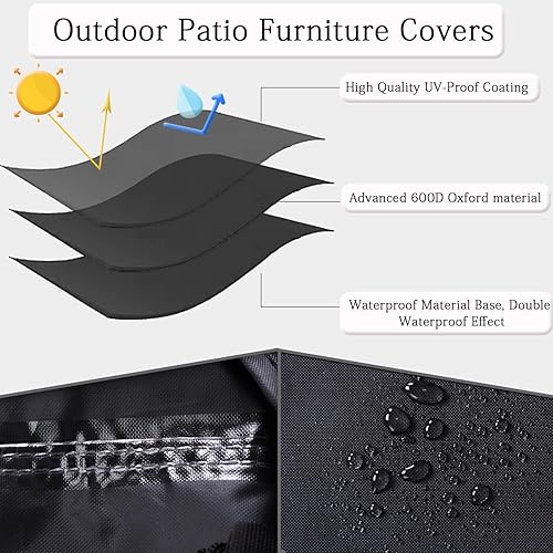 Miniatura 2 de MRJ Fundas para muebles de patio al aire libre de 110 x 84 x 28 pulgadas, tela impermeable 600D y diseño resistente al sol para protección de