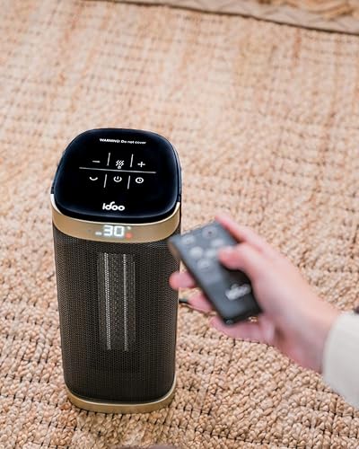 Miniatura 3 de iDOO Calentador de espacio, calentadores eléctricos portátiles de 1500 W para uso en interiores, oscilación de 70, temporizador de 24 horas,