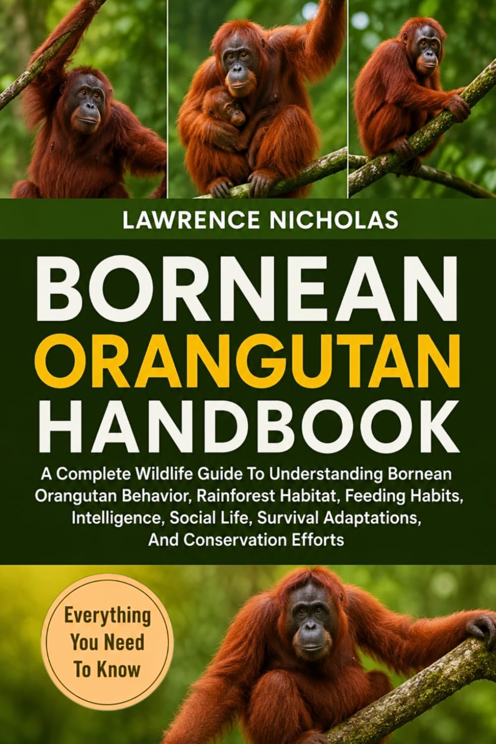 BORNEAN ORANGUTAN HANDBOOK: A Complete Wildlife Guide To Understanding Bornean Orangutan Behavior, Rainforest Habitat, Feeding Habits, Intelligence, ... Adaptations, And Conservation Efforts