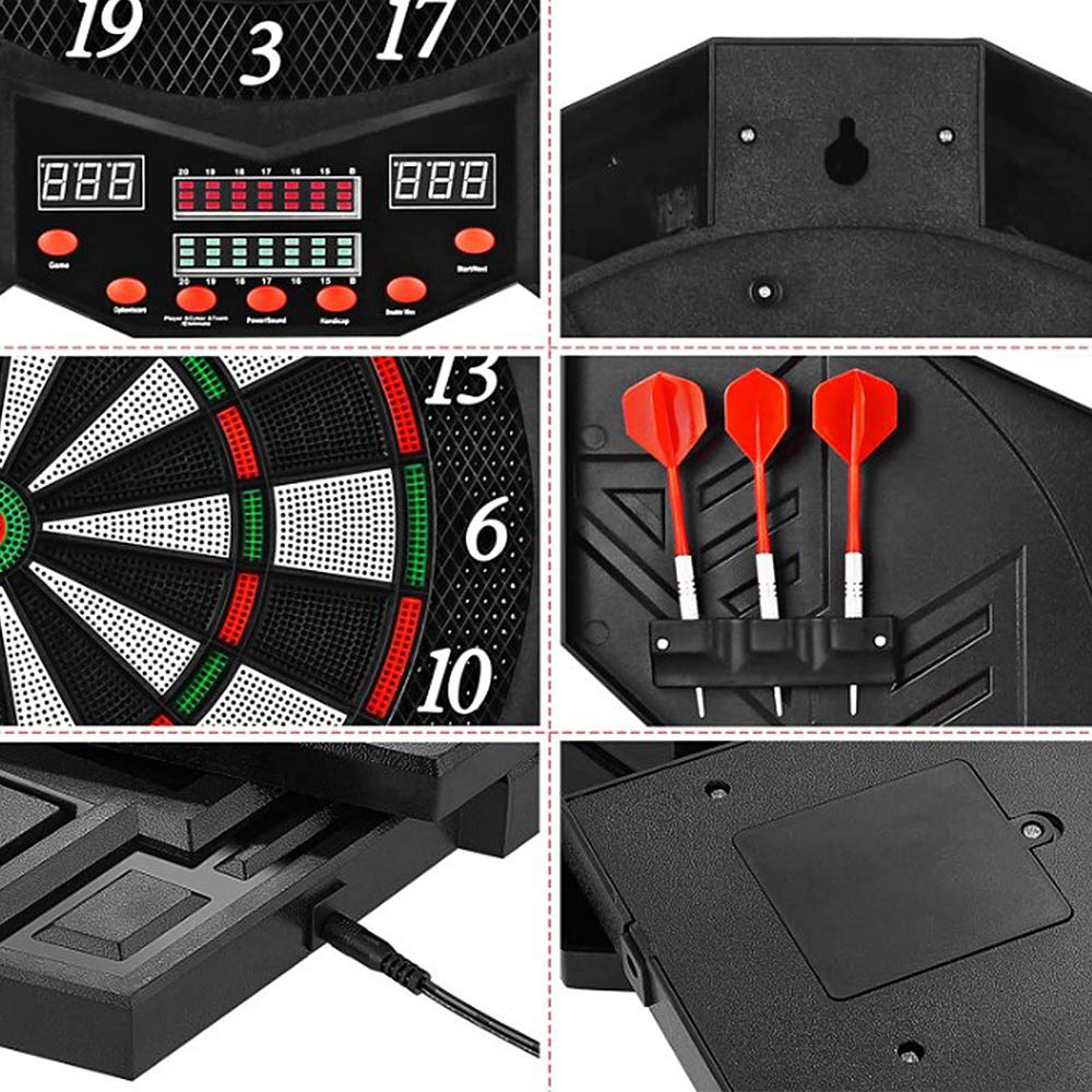 Jeu de Fléchettes Électronique avec Cible, 12 Fléchettes, 96 x 54,6 cm, Écran LCD, Noir