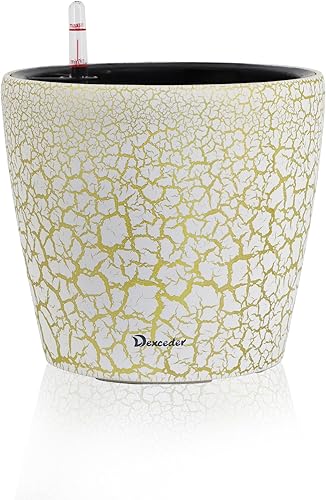 Vista 20 de Dexceder 15x14 Maceta de Autorriego con Ruedas para Interior y Exterior, Diseño de Maceta Interna, Maceta Grande y Gruesa para Piso con Indicador
