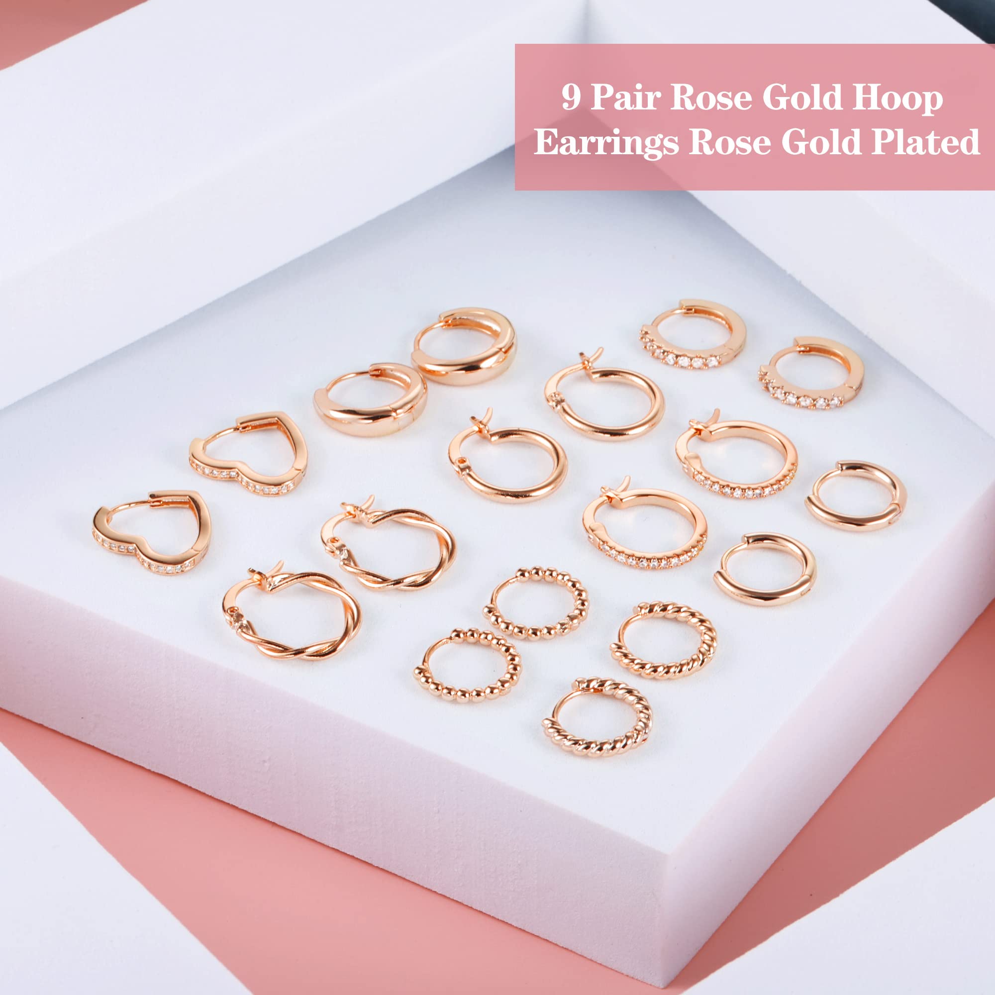 ALEXCRAFT Piccoli Orecchini a Cerchio, Orecchini Per Polsini Auricolari Da Donna, Orecchini a Cerchio Intrecciati Da Donna, Orecchini a Cerchio Spessi Vintage Ipoallergenici In Oro e Argento (9 Paia)