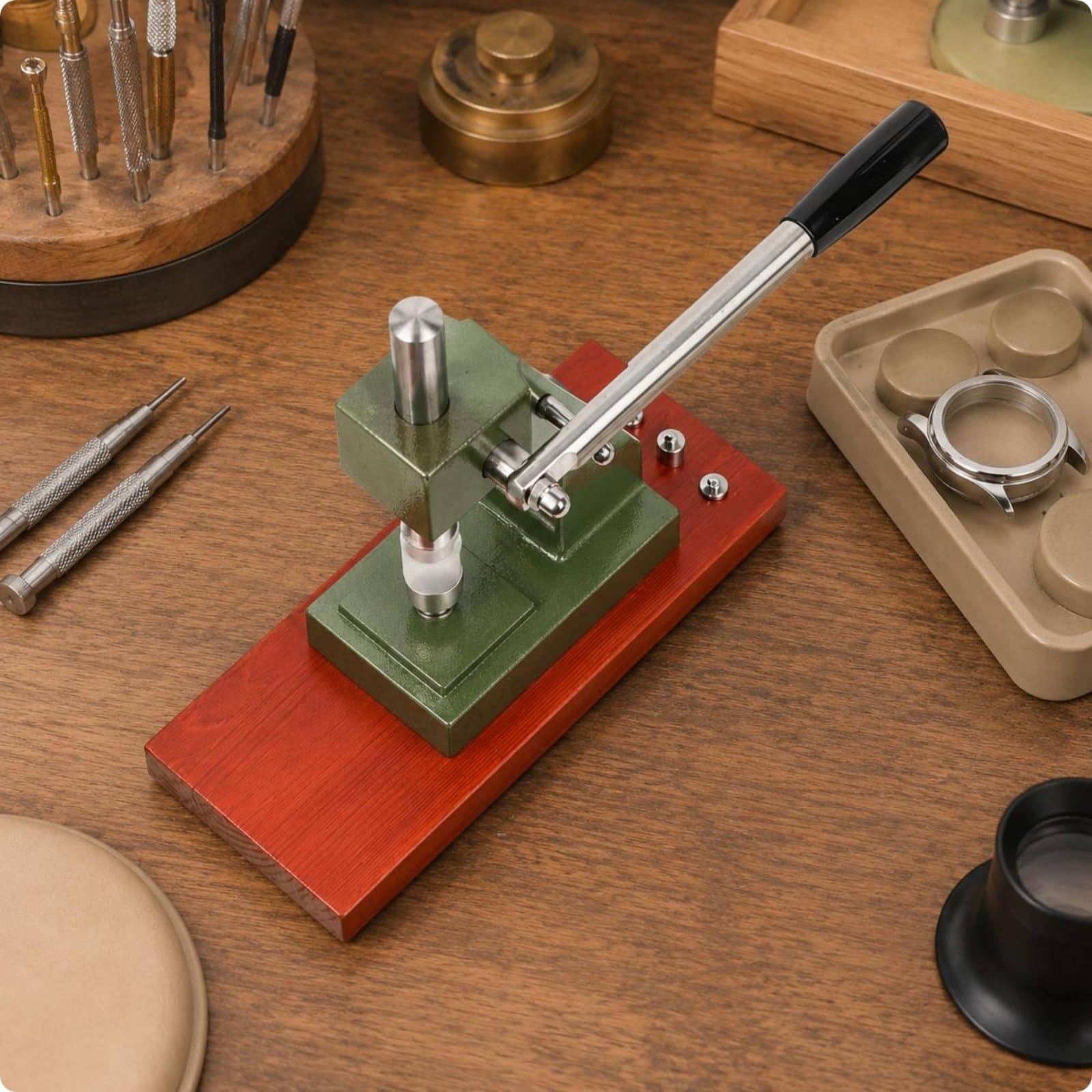 Amagogo para Relojes de Cierre para Cajas Herramienta de Servicio con Armazón de Metal Cabezales de Rosca y Palanca Extendida Adecuada para Cierre de Fondos en Reparación de Relojes y Bricolaje