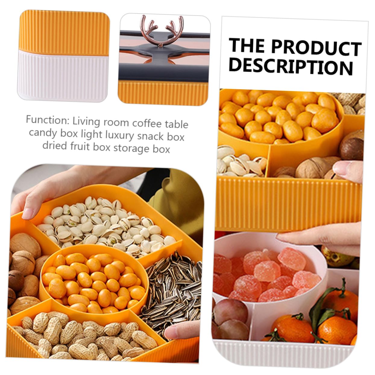 BESTOYARD 1pezzi Contenitore Snack Multifunzionale Con Coperchio Per Frutta e Snack Vassoio Riutilizzabile Per Feste e Nic Per Antipasti e Dolci