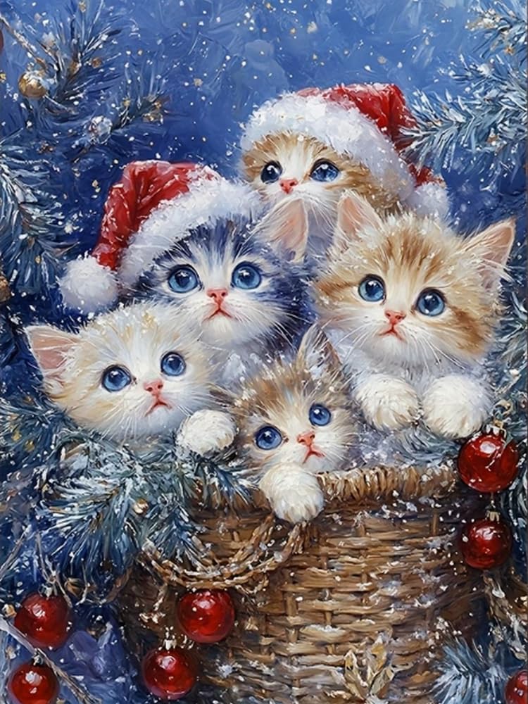 Wihgkin Cross Stitch Kits for Adults 11CT Printed Cross-Stitch Kit Cat DIY Beginner Stamped Embroidery Kits Wall Art Home Decoration （16x20 Inch）