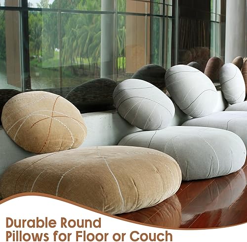 Miniatura 7 de Roowest Paquete de 2 rellenos de almohada redondos grandes de diámetro, acogedores cojines decorativos de gran tamaño para decoración de sofá, cojín