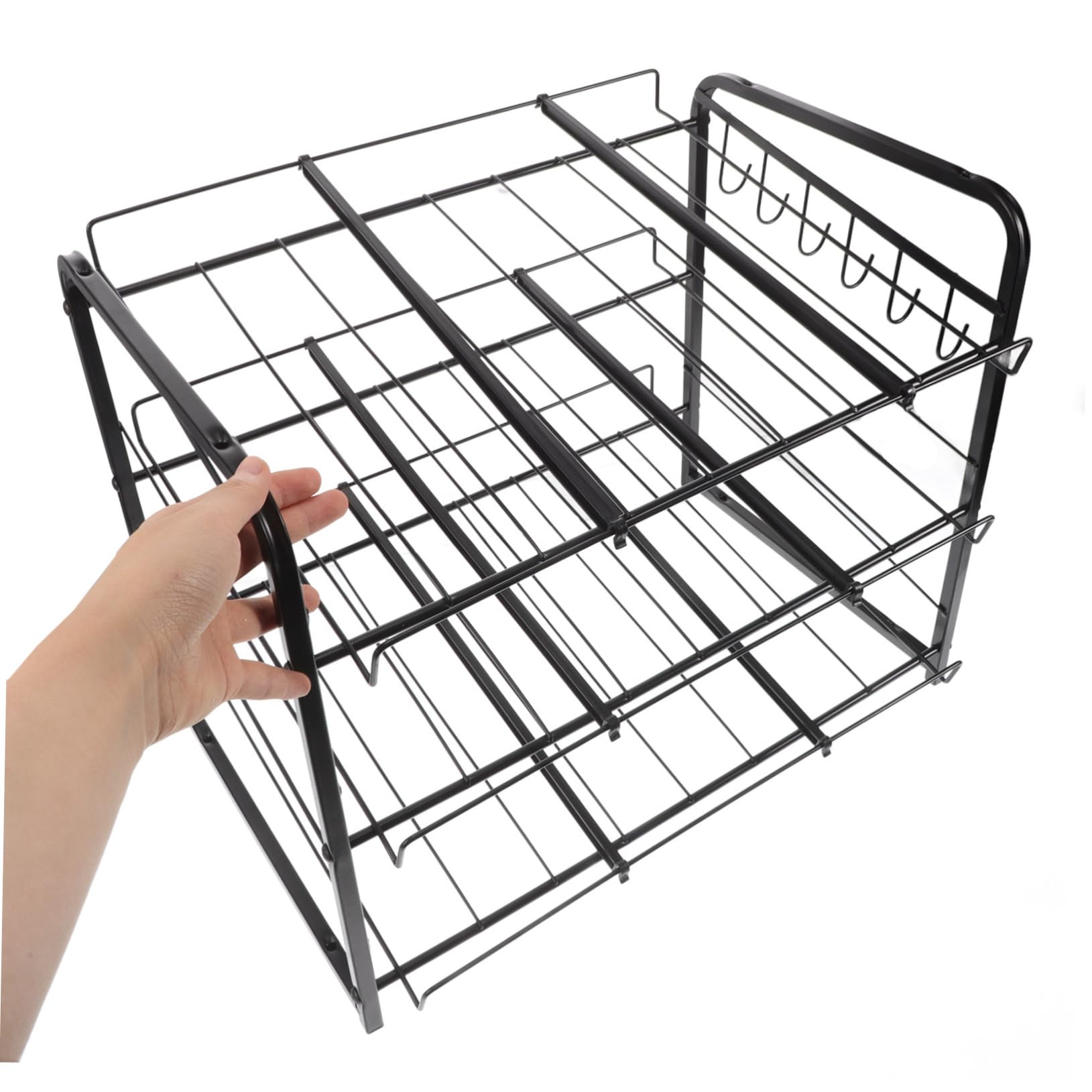 PRETYZOOM Organizador Apilable De Latas De 3 Niveles, Estante para Almacenar Alimentos Enlatados, Acero Resistente Negro, Ajuste Versátil, para Cocina y Despensa, Almacenamiento Doble Capas