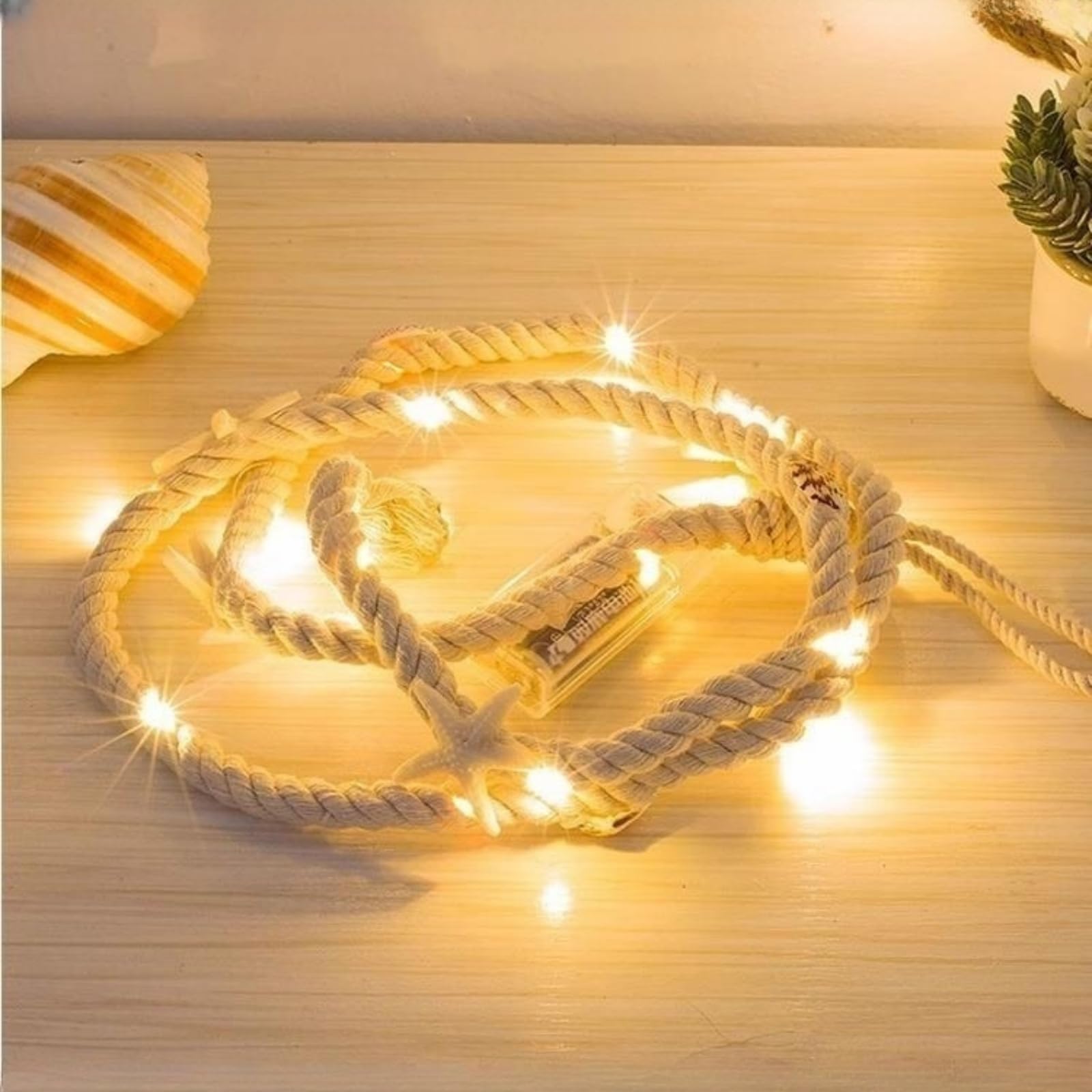 Catena luminosa a LED, 2 pezzi, con conchiglia, 15 LED, con stelle marine, per Natale, feste, matrimoni, giardino, 1,5 m (batteria non inclusa)