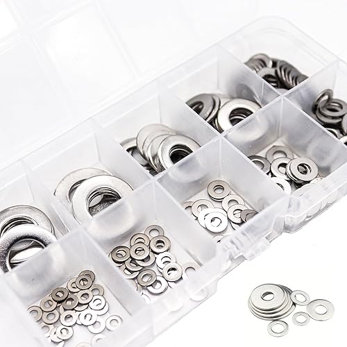 Miniatura 5 de AXK Kit surtido de arandelas planas de 180 piezas, anillos de junta plana de acero inoxidable M2 a M10 para tapones de sumidero, automoción,