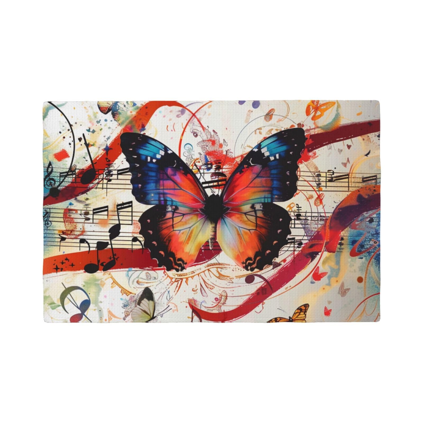 Musica Butterfly Print Placemats Set, Heat Resistant Washable Placemat 12x18in Table Mats for Party Kitchen Dining Table Decoration Indoor Outdoor, Four Pieces
