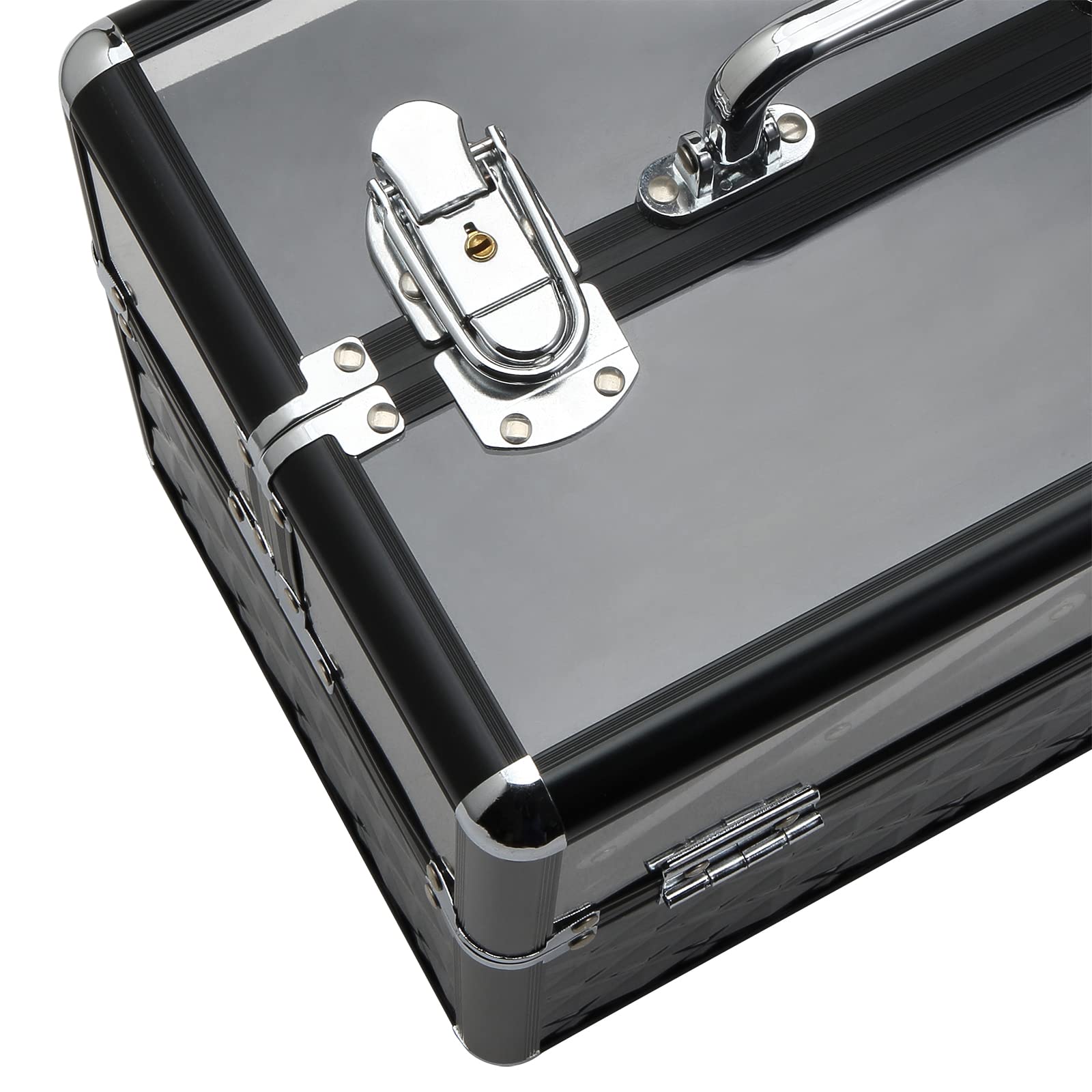 HOMCOM Valigetta Porta Trucchi Professionale da Viaggio con Serratura, Nero | Valigetta Trucchi con Vassoi Estraibili, per Makeup Beauty Case Donna, 30x18.5x22 cm