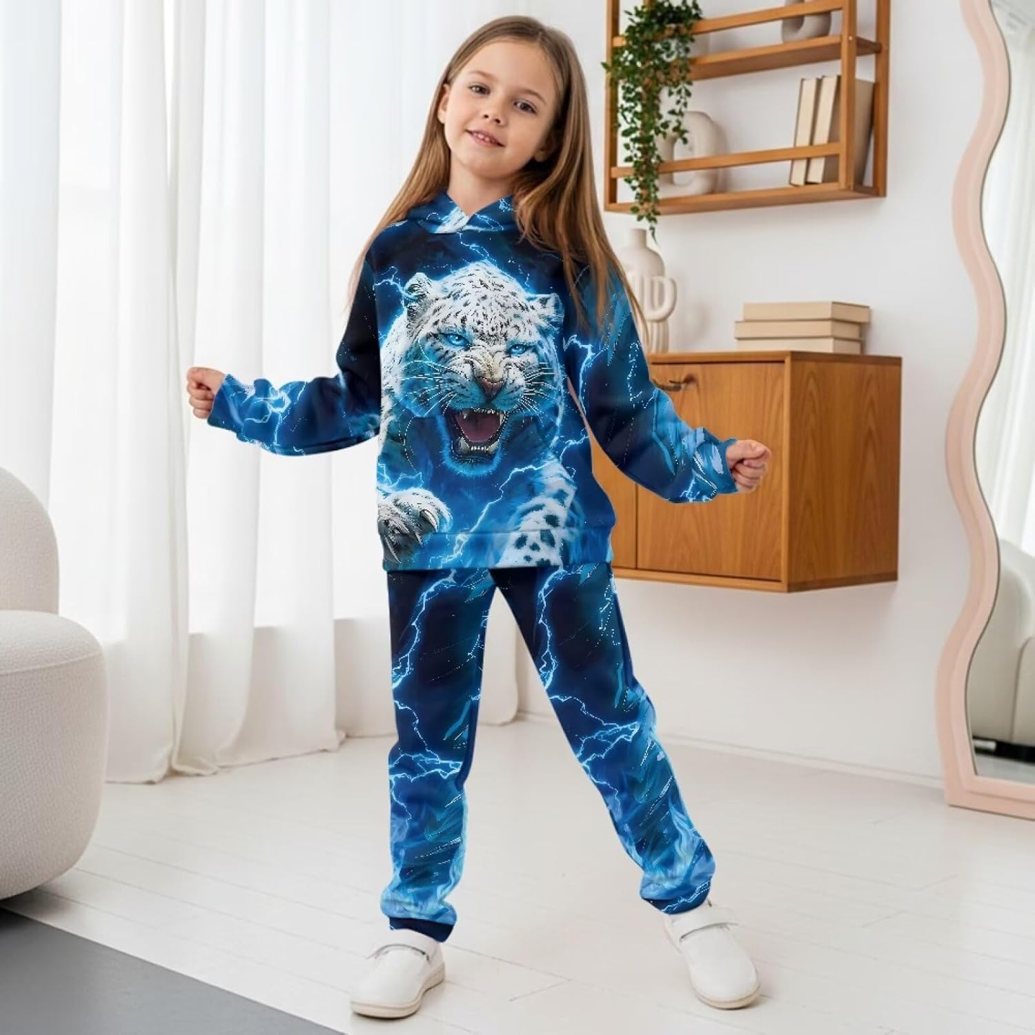 Pensura Big Kids Tracksuit Boys Girls 2 Piece Long Sleeve Hoodie Sweatshirt and Cargo Jogger Pants