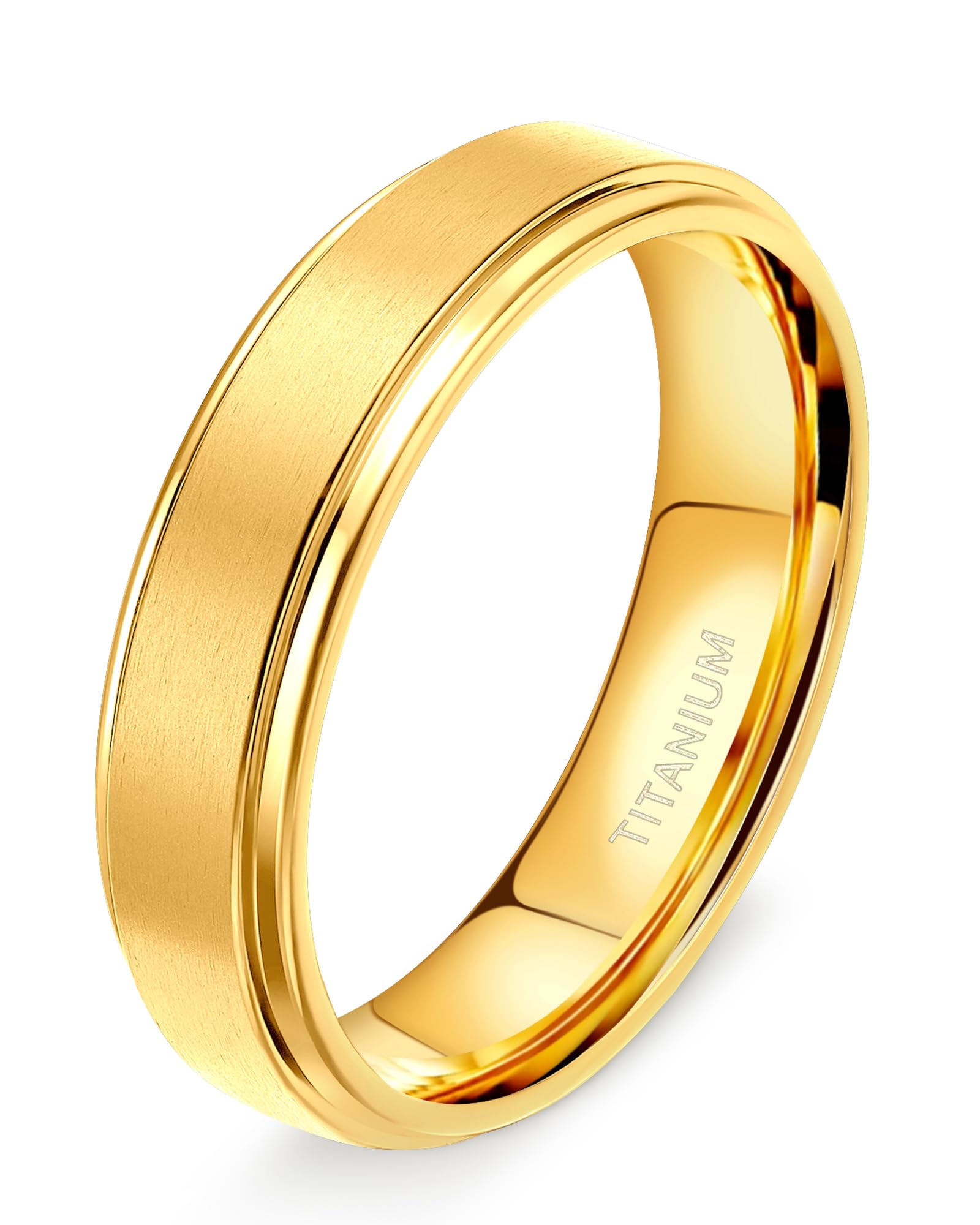 TIGRADE 4mm 6mm 8mm 10mm Titanium Rings Black/Silver/Gold Wedding Band Matte Comfort Fit for Men Women Size 3-15