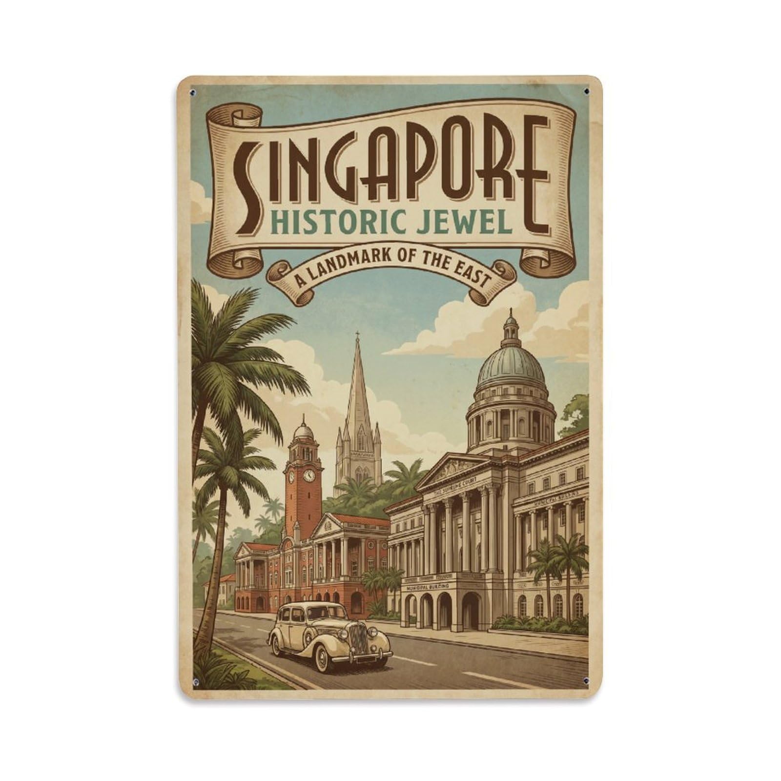 Huiyhb 8X12inch(20X30cm) Vintage Travel Singapore Historic Metal Tin Sign