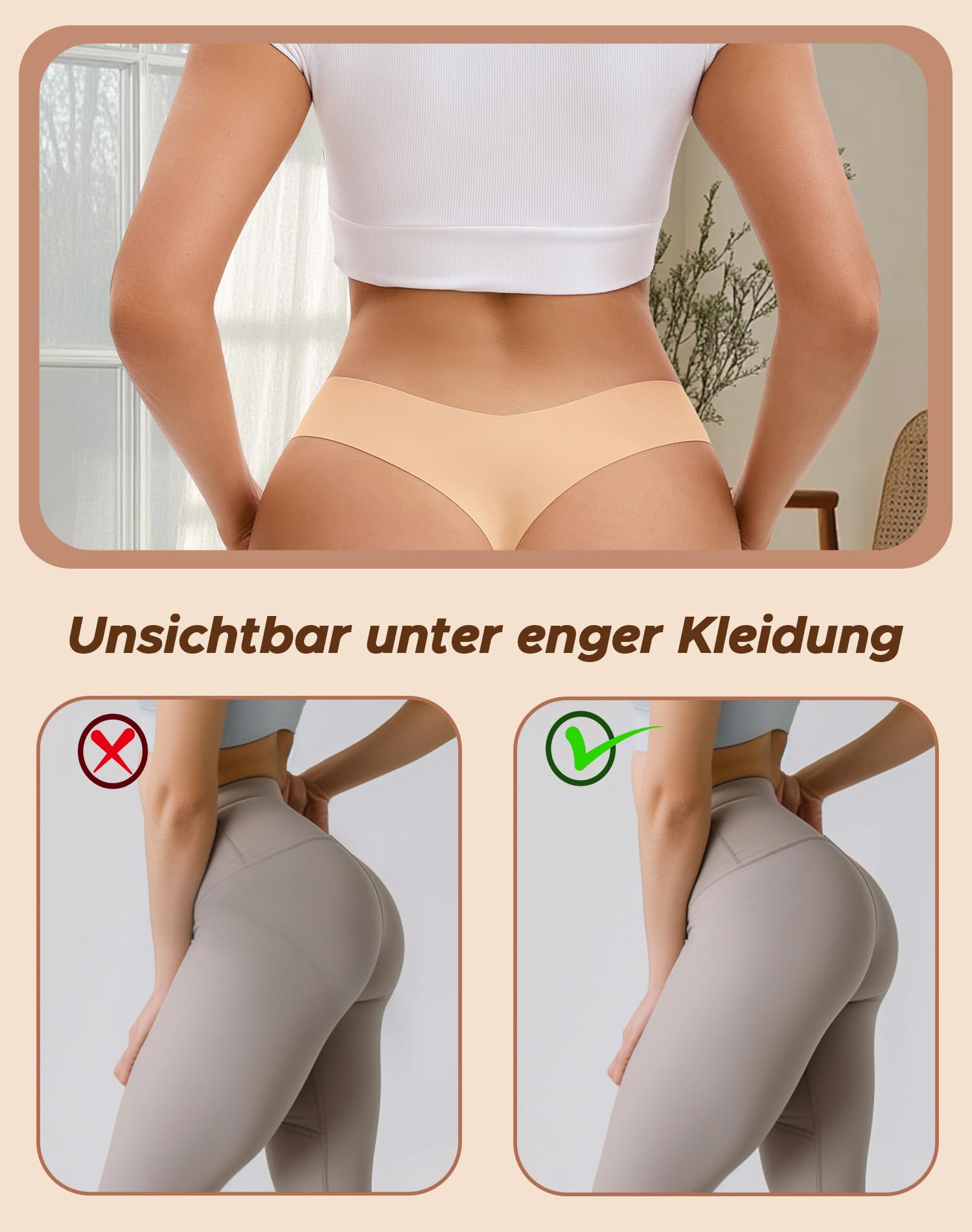 INNERSY Stringi damskie bezszwowe seksowne bezszwowe majtki cienkie bezszwowe bielizna 6 sztuk