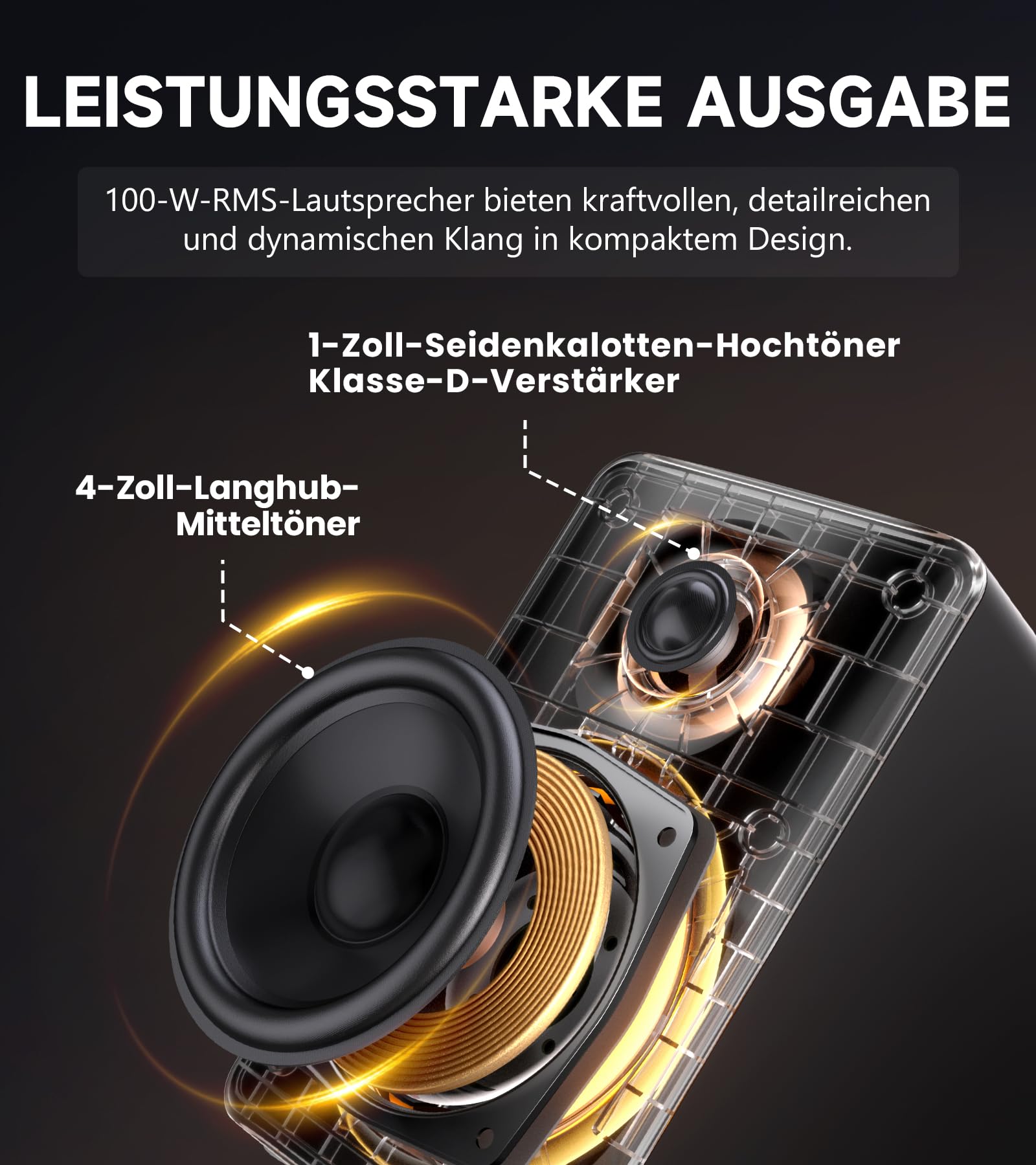 Edifier M90 Regal-Lautsprecher, 100 W RMS Desktop-Lautsprecher, Hi-Res-Audio, LDAC, Bluetooth 6.0, kompakter Lautsprecher, HDMI eARC/optischer/USB-C/AUX-Eingang, SUB Out, Aktivlautsprecher – Schwarz