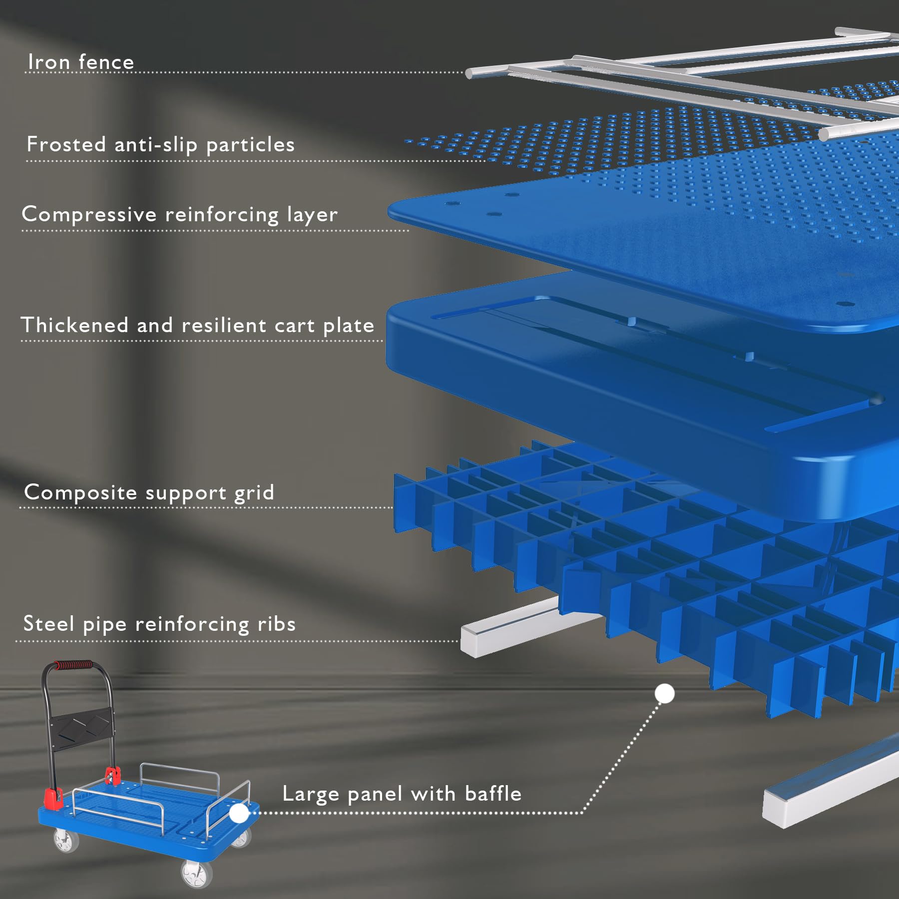 Chinco Star Folding Platform Truck - 1300lbs, Brake Wheels -4 Chinco Star Folding Platform Truck - 1300lbs, Brake Wheels -4