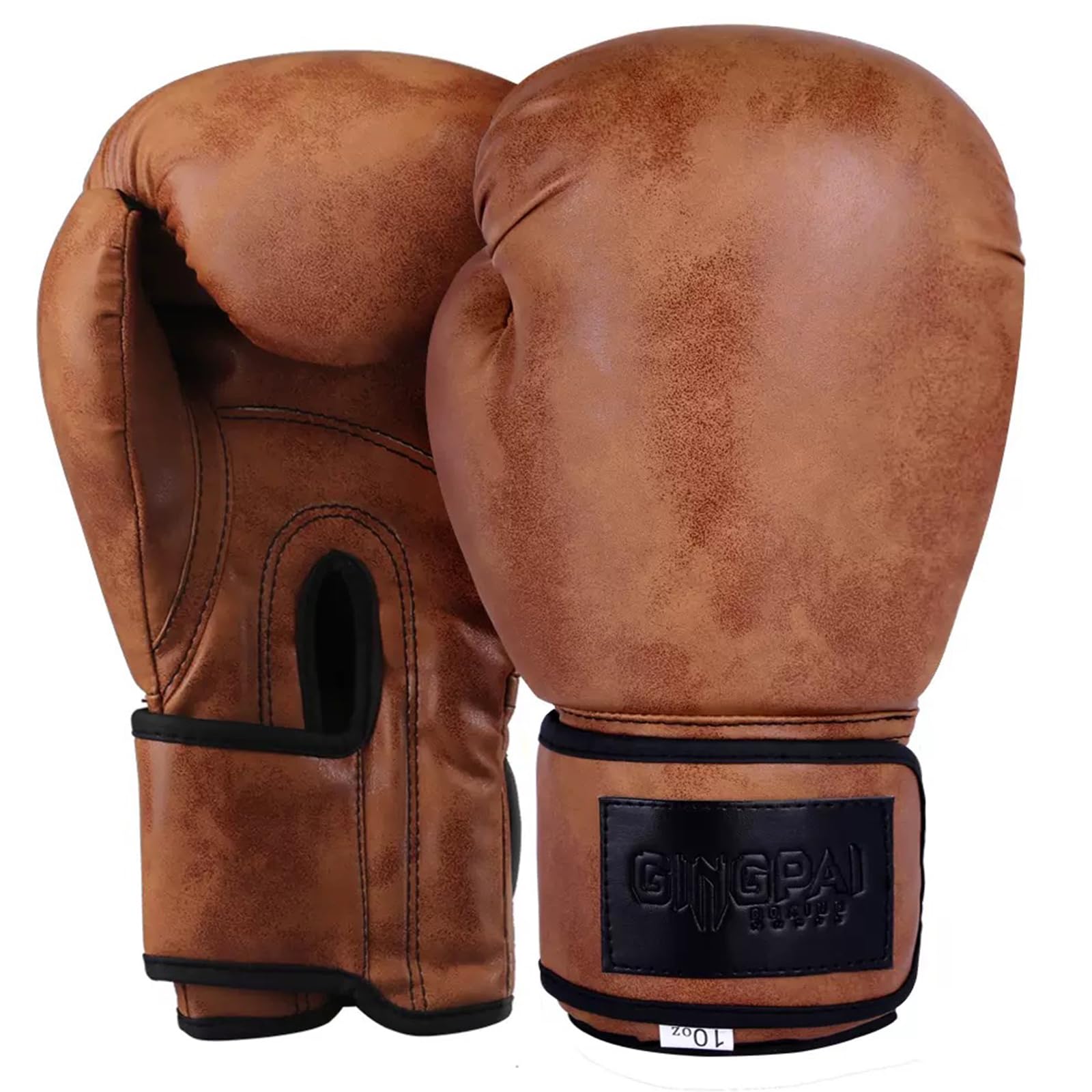 Vintage Boxing Gloves for Men & Women 10oz PU Leather Punching Bag Training Gloves for Muay Thai Kickboxing Sparring MMA Adjustable Wrist Support Triple Lining Breathable(XL)