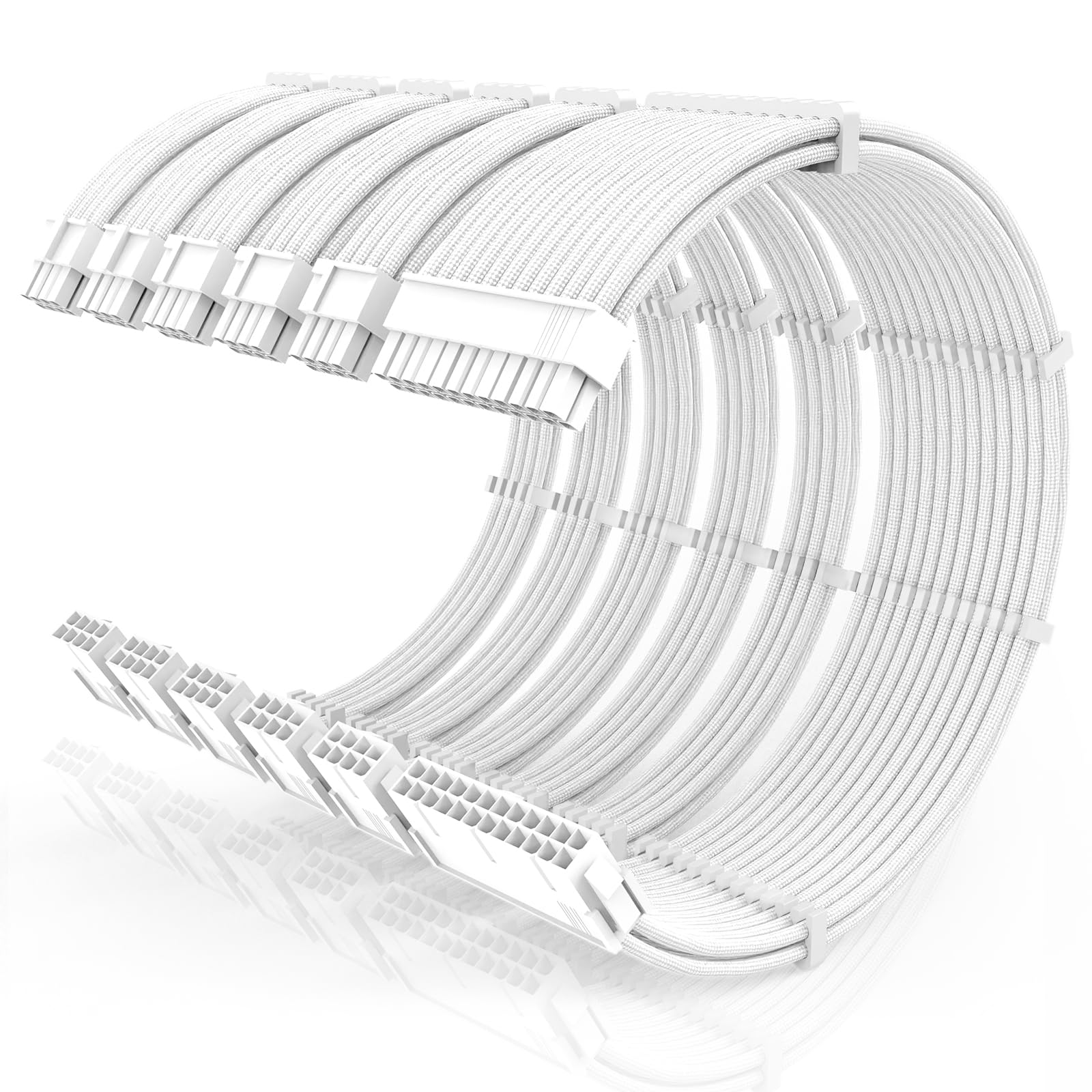 Kit di prolunga per cavo PSU da 16 AWG con pettini per cavi, 1 cavo ATX a 24 pin, 2 x 8 pin (4 + 4), EPS/3 x 8 pin (6+2), cavi manicotti per PC, lunghezza 30 cm, kit di prolunga per alimentazione