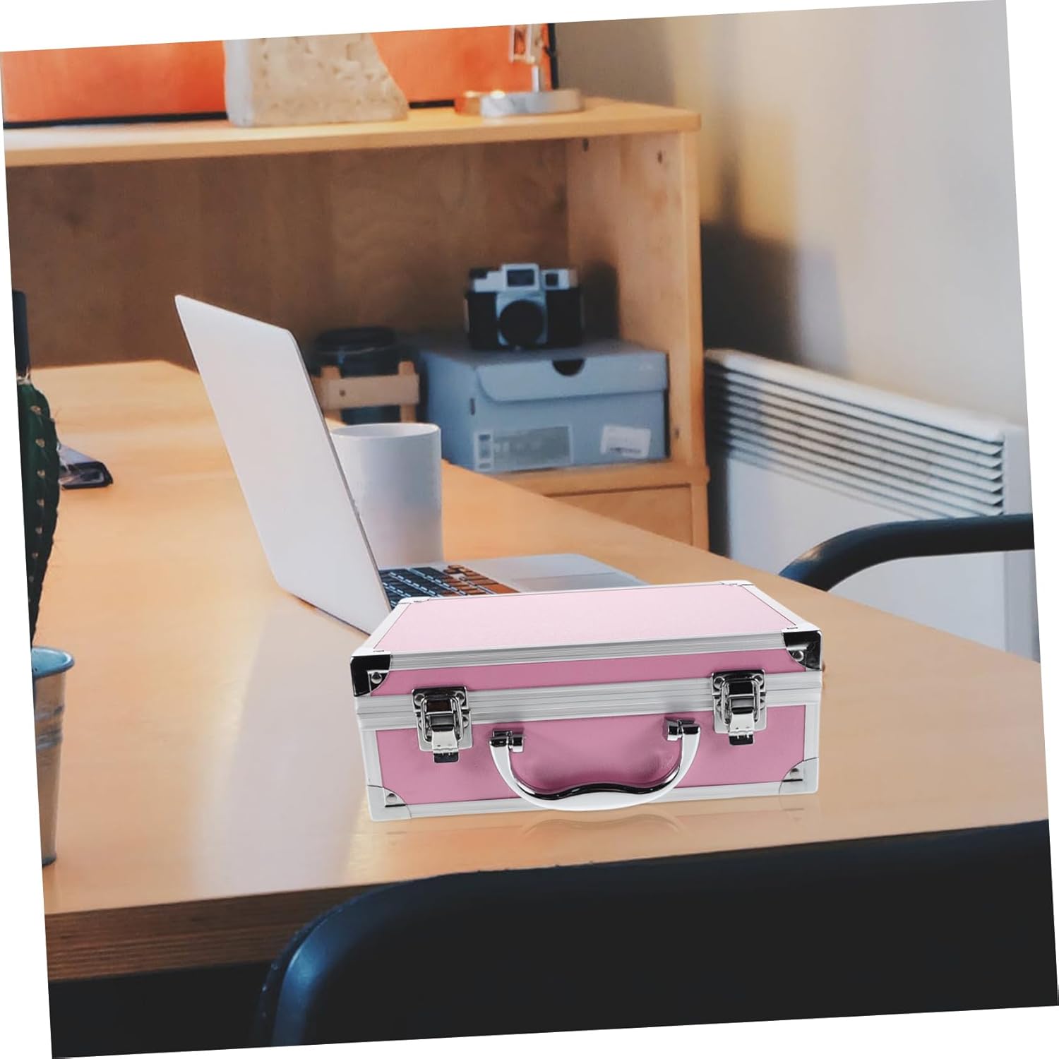 ABOOFAN Portable Aluminum Tool Box Multifunctional Storage Case for Tools Cosmetics Medical Supplies Spacious Organizer with Construction and Design Large Pink Color