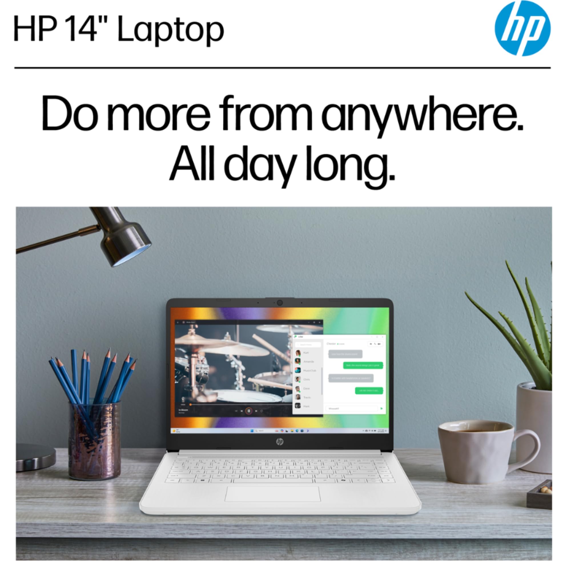 HP Ultra Slim Laptop with Microsoft Office 365 | 1.1TB Storage (1TB Cloud and 64GB Hard Drive) | Intel 4-Core, 8GB RAM | Windows 11 | w/o Earbuds