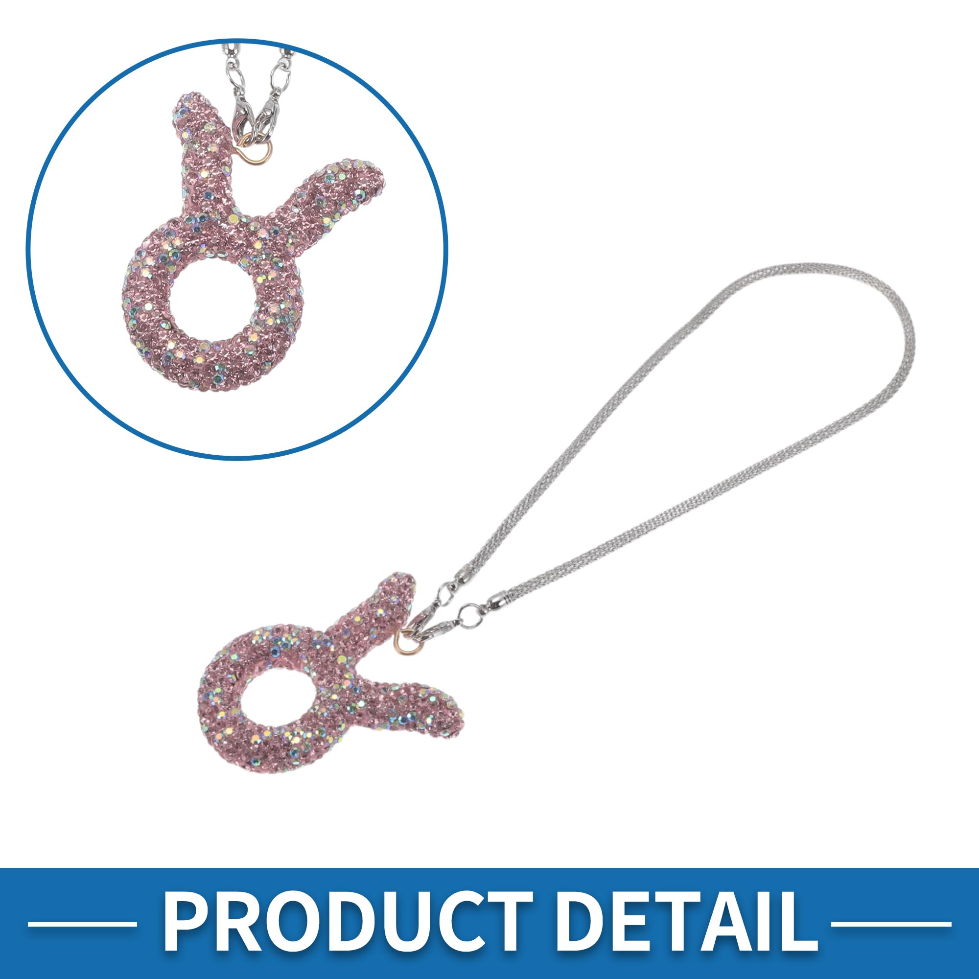 1 Pz Toro in Metallo con Finto Strass e Diamanti Finti Pendente Specchietto Retrovisore Auto Accessori Ornamento Appeso Auto Rosa