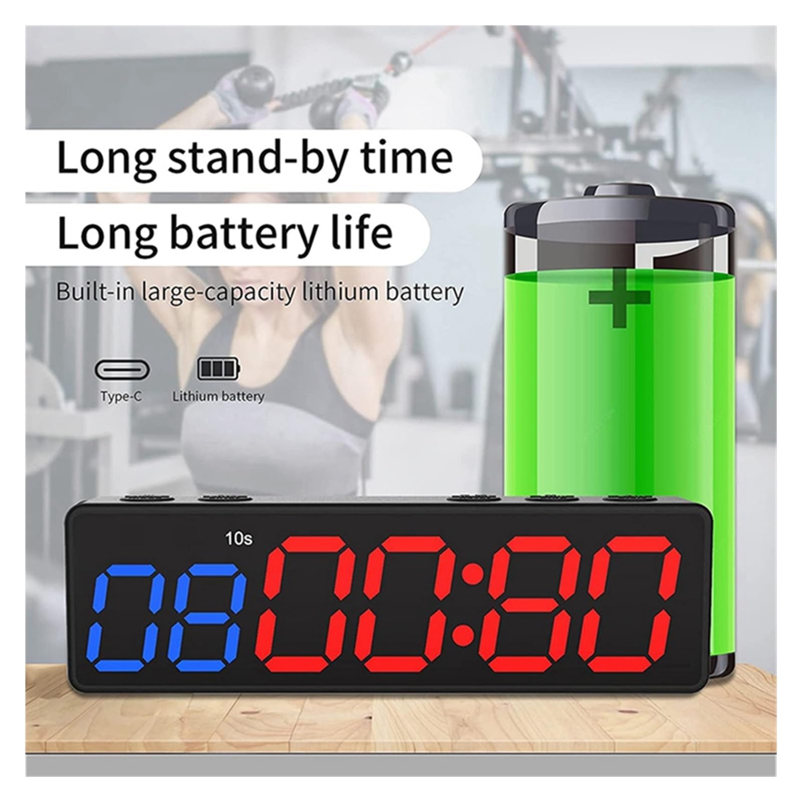 Countdown Timer, Timer da palestra portatile timer a intervalli allenamento orologio fitness conto alla rovescia/su/cronometro timer fitness ricaricabile USB magnetico